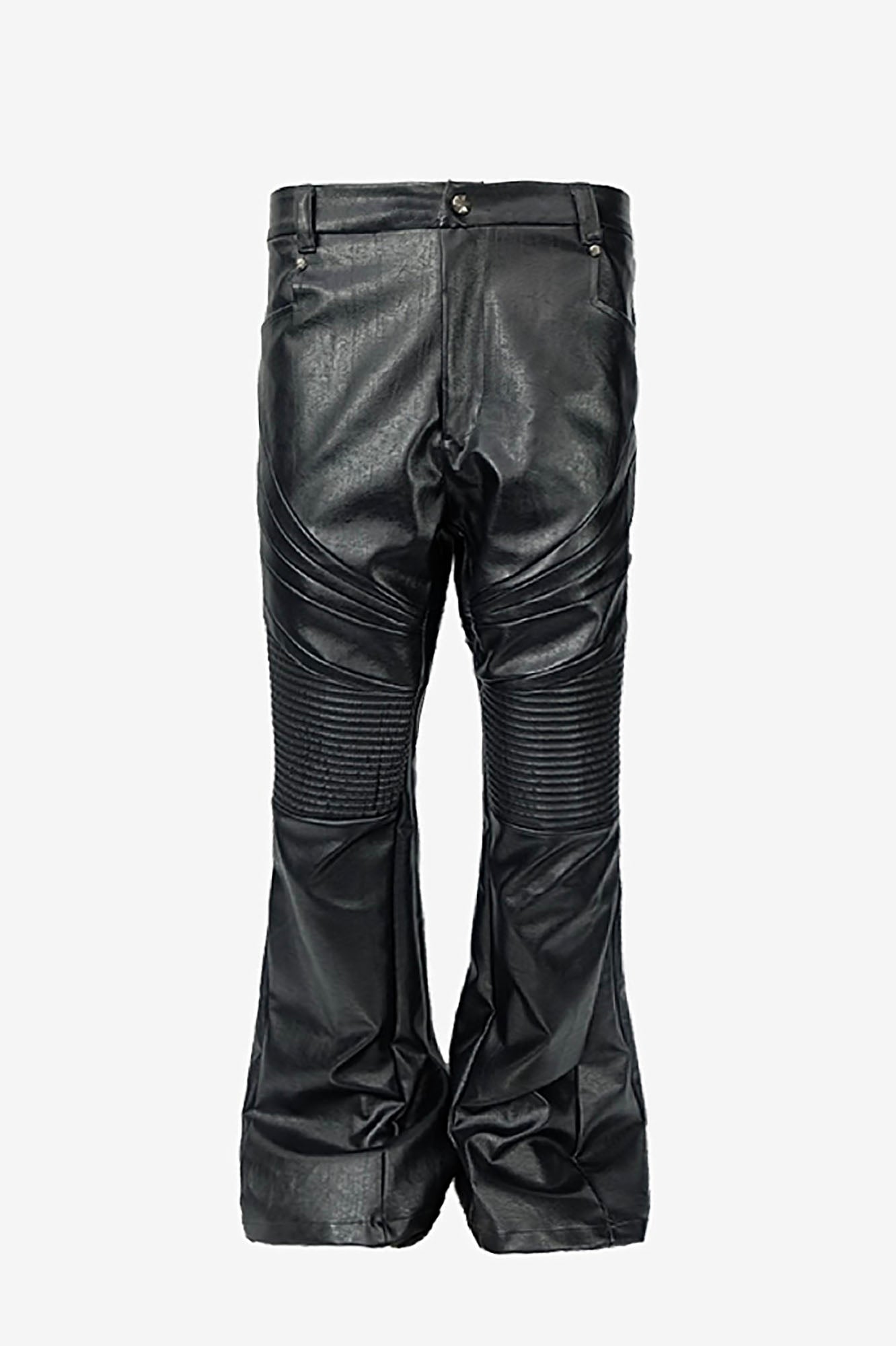 SSIN7 Paneled Faux Leather Flared Pants