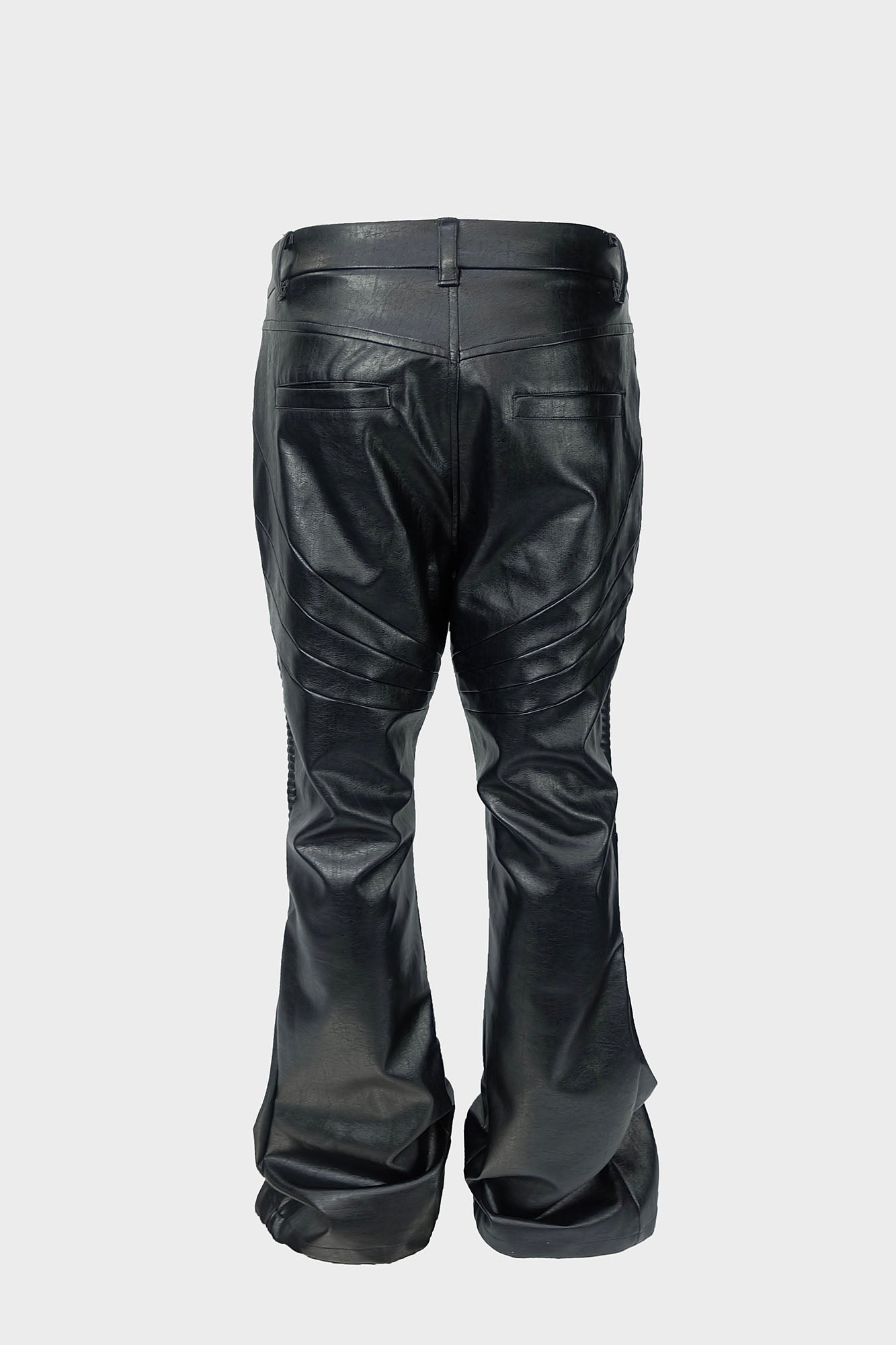 SSIN7 Paneled Faux Leather Flared Pants