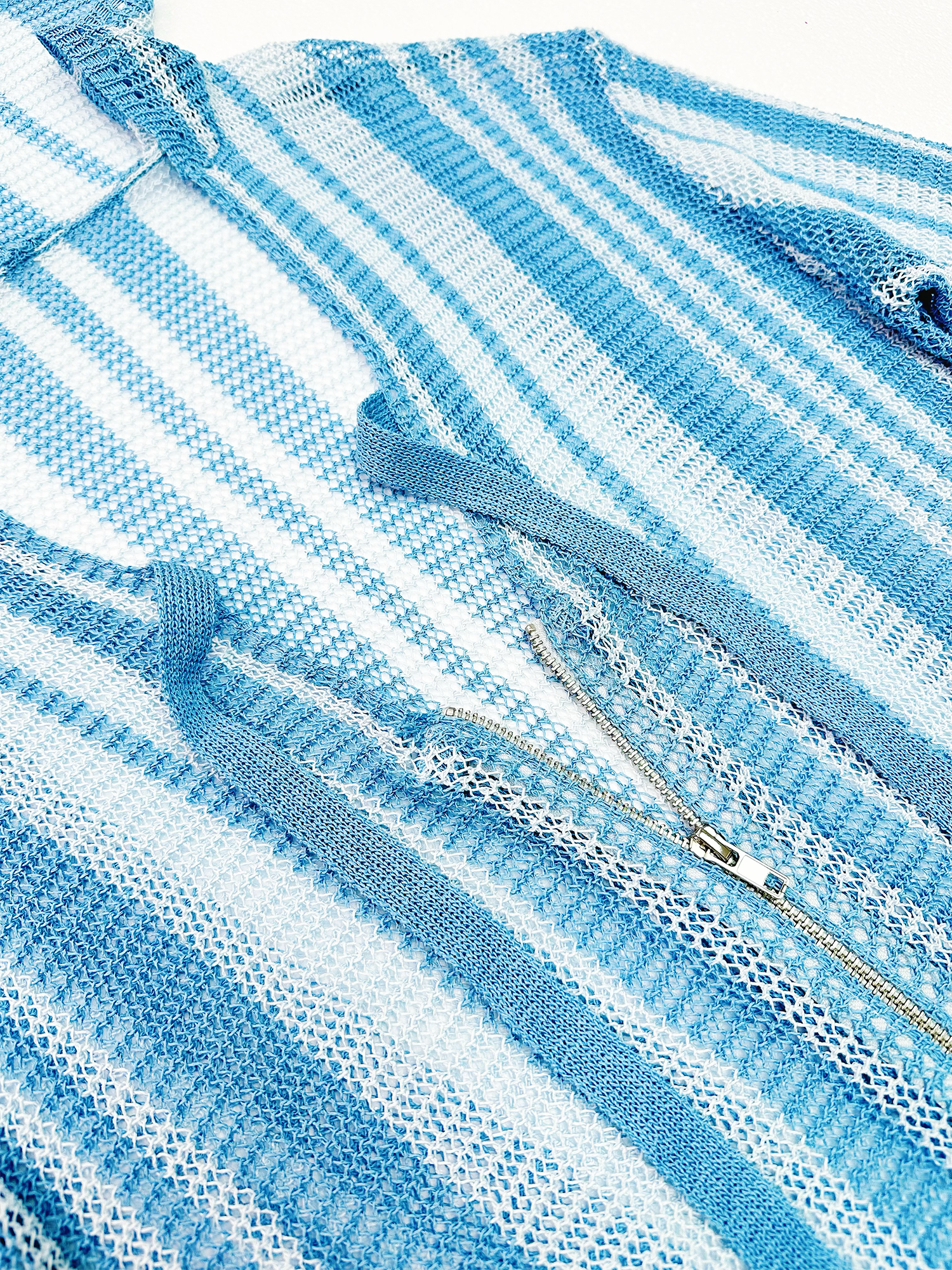 KADAKADA Striped Open-Knit Deep V Hooded Sweater, premium urban and streetwear designers apparel on PROJECTISR.com, KADAKADA