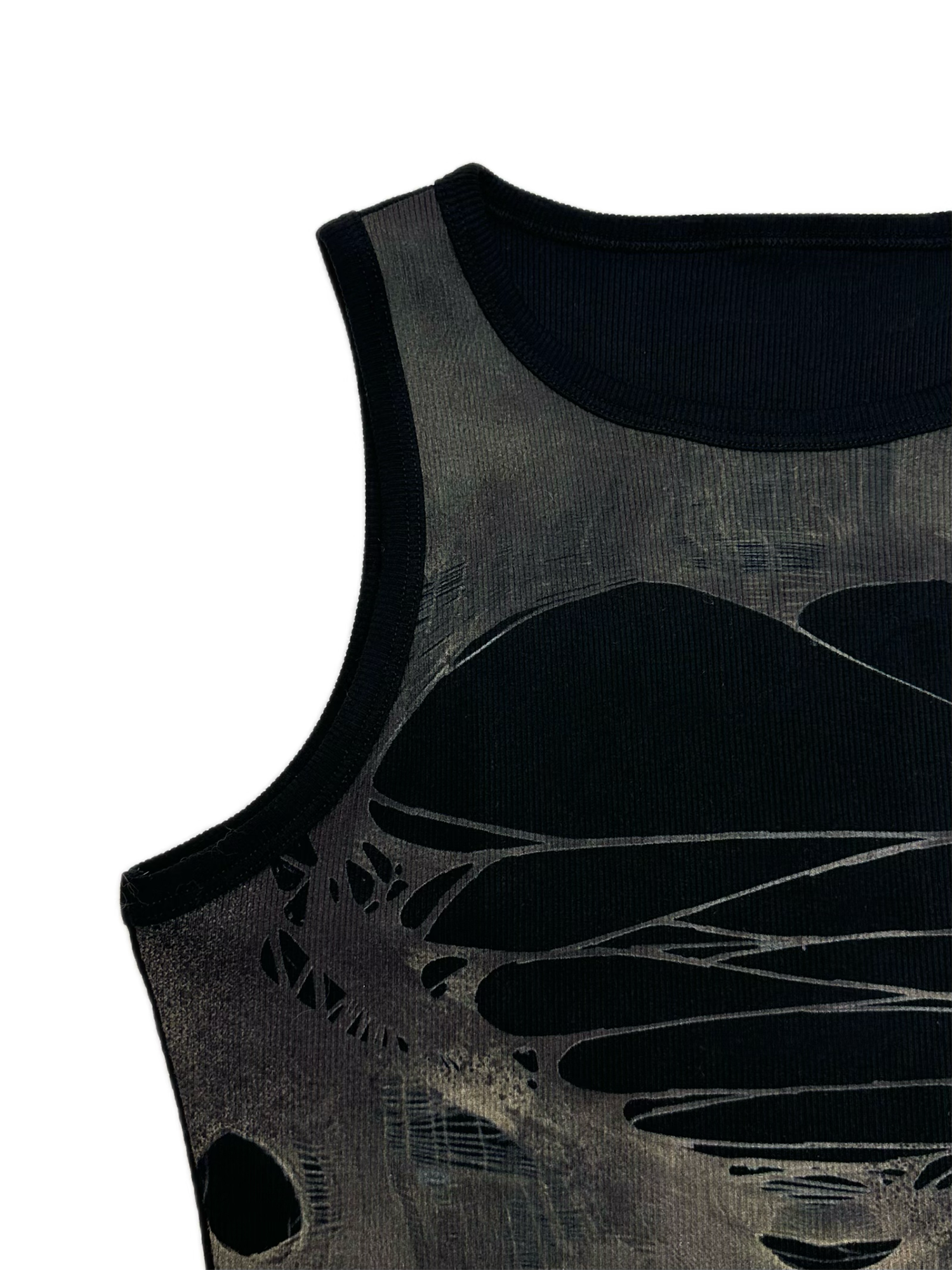 KADAKADA Distressed Graphic Ribbed Tank Top, premium urban and streetwear designers apparel on PROJECTISR.com, KADAKADA