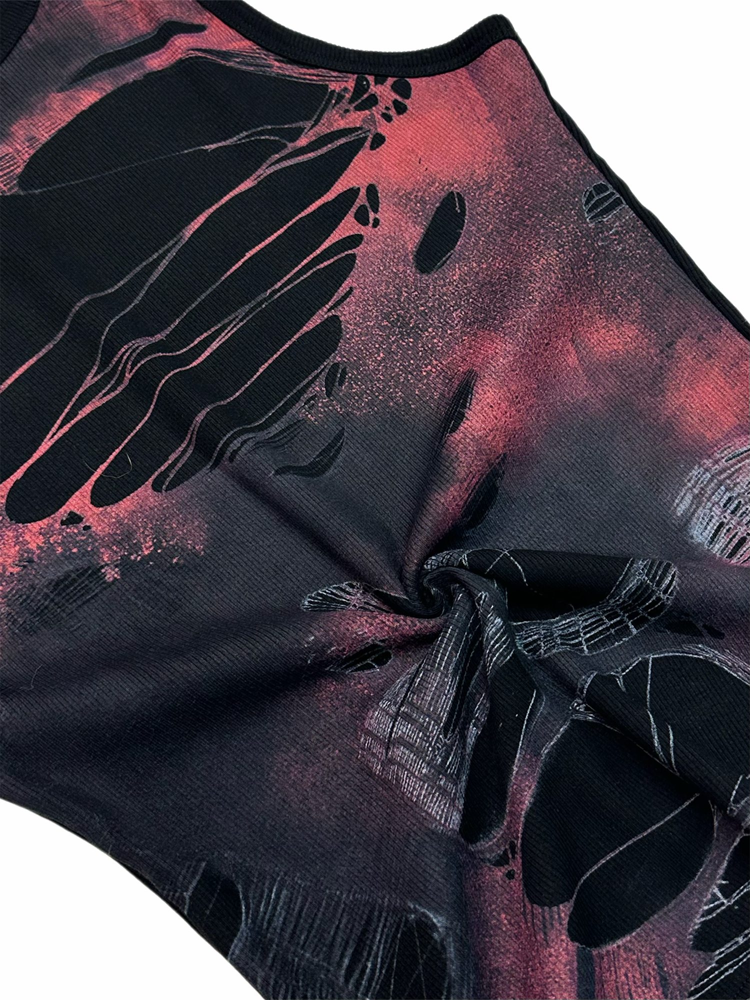 KADAKADA Distressed Graphic Ribbed Tank Top, premium urban and streetwear designers apparel on PROJECTISR.com, KADAKADA