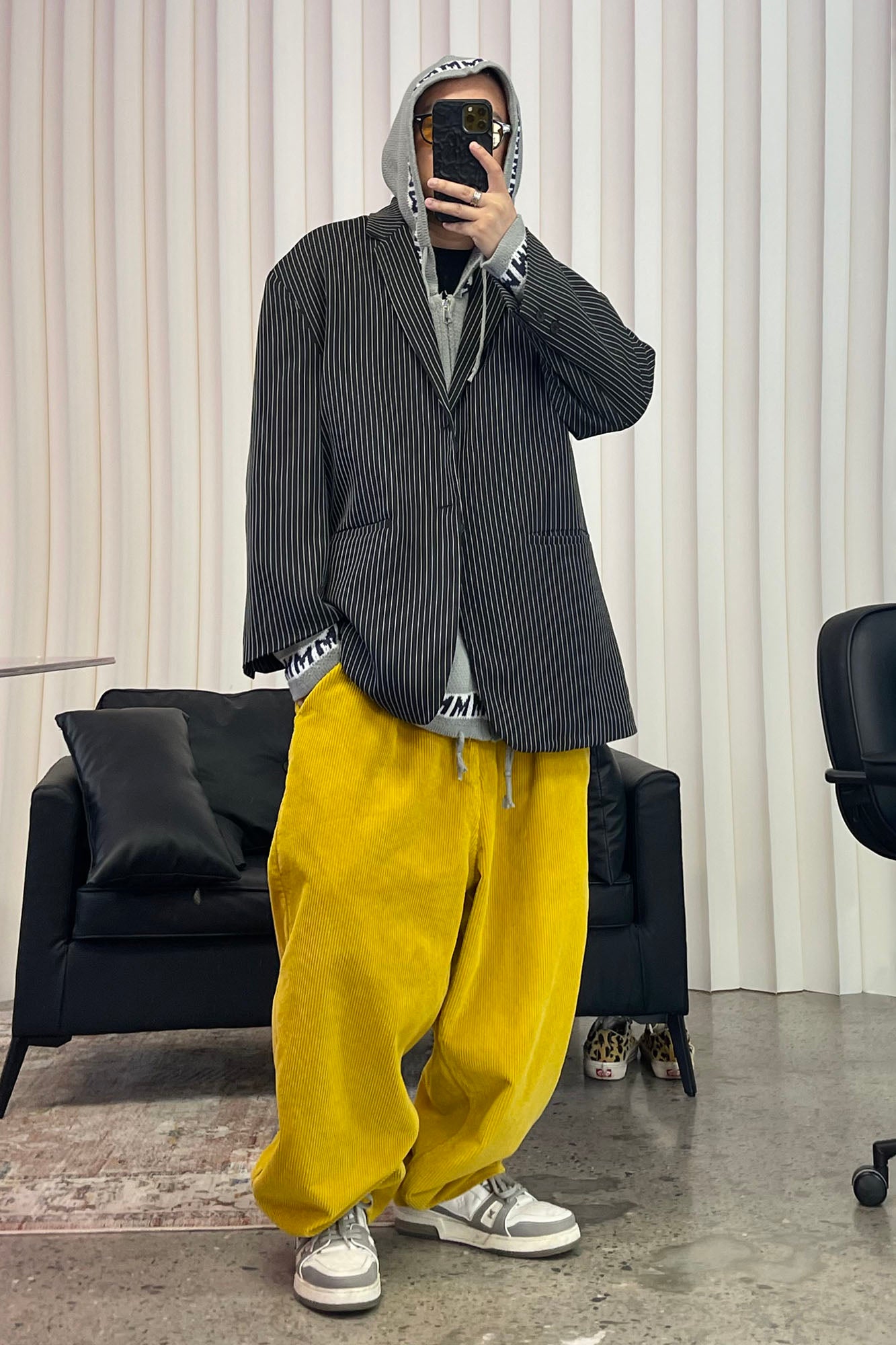 ME DA IGUAL Stripe Notched Lapel Oversized Blazer