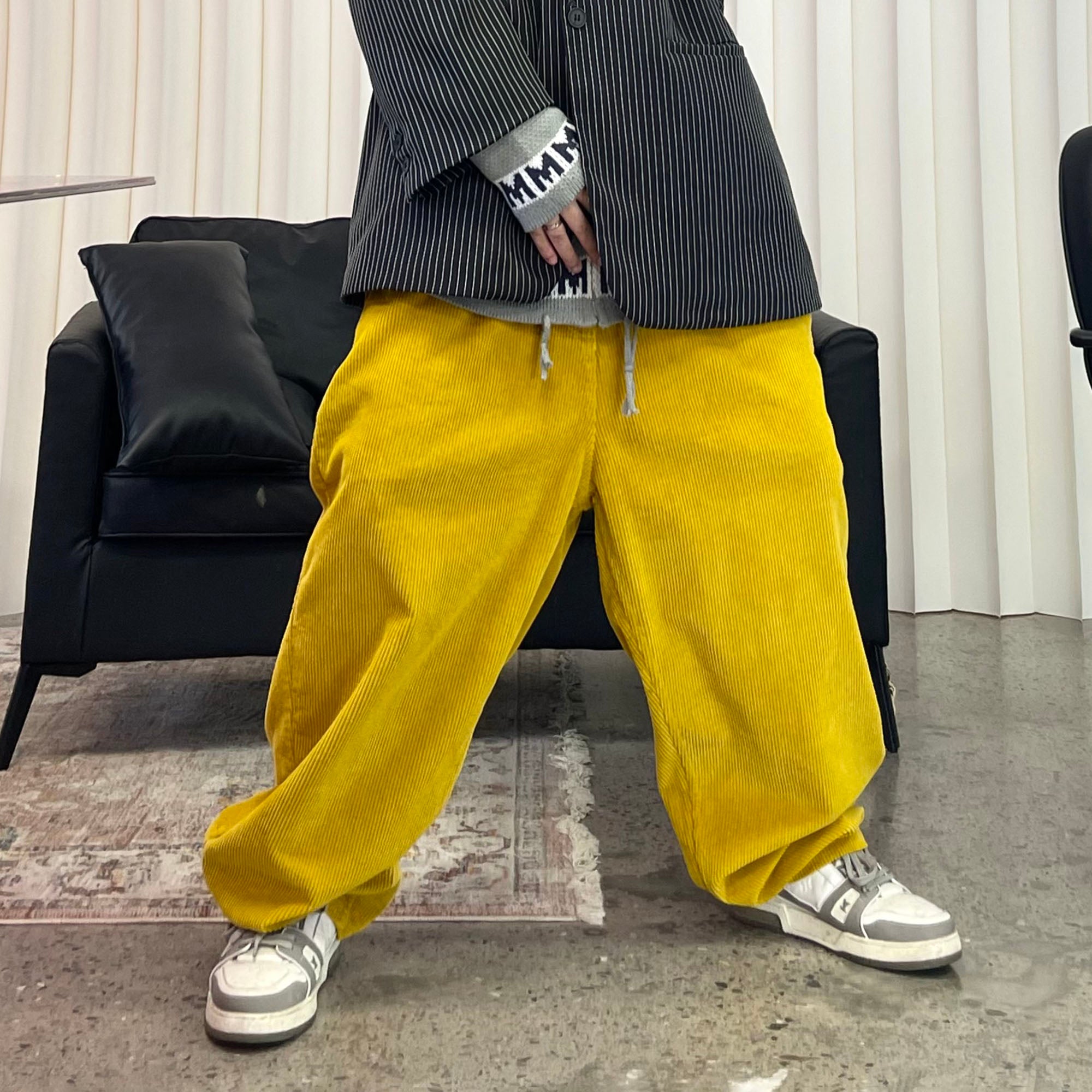 ME DA IGUAL Corduroy Pleated Wide-Leg Trousers