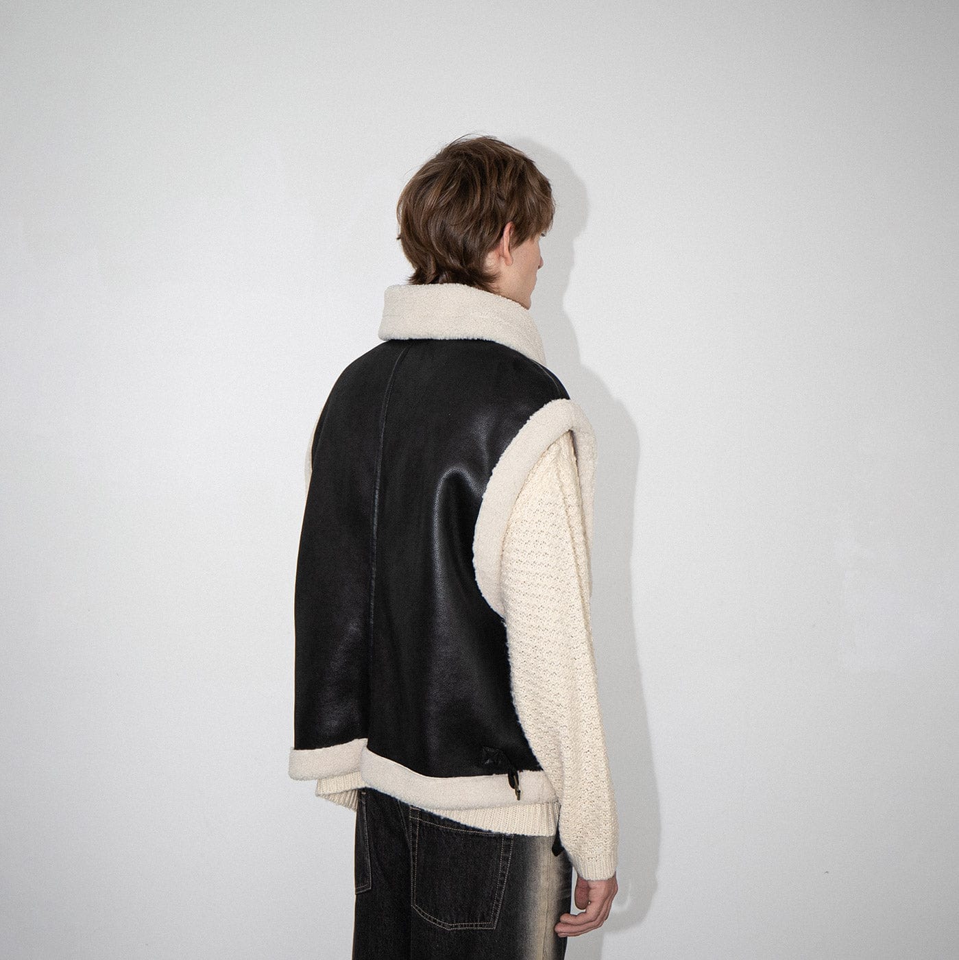 LEONSENSE Stripe Shearling Vest, premium urban and streetwear designers apparel on PROJECTISR.com, LEONSENSE