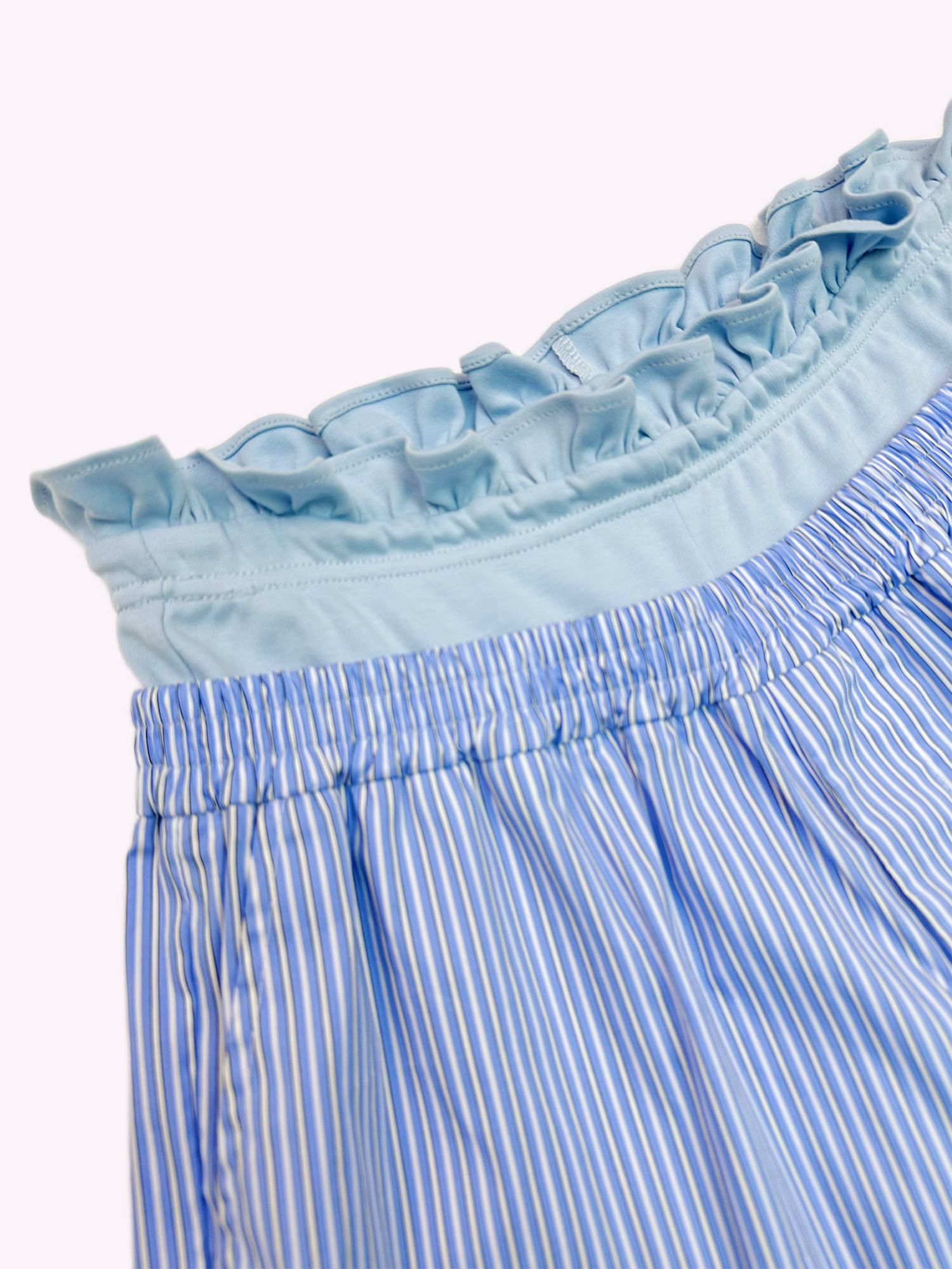 KADAKADA Retro Striped Ruffle-Waist Layered Shorts, premium urban and streetwear designers apparel on PROJECTISR.com, KADAKADA