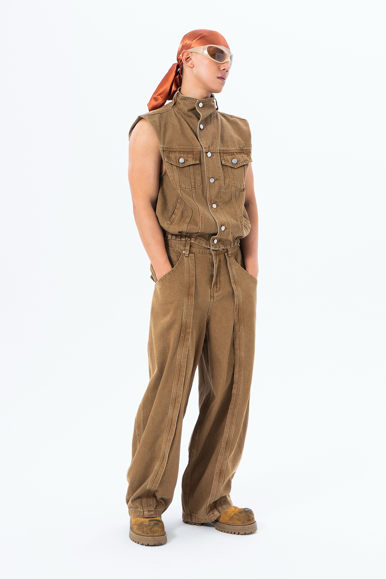 CLP Retro Stand Collar Denim Vest