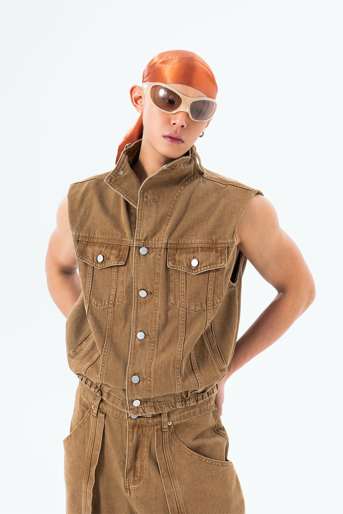 CLP Retro Stand Collar Denim Vest