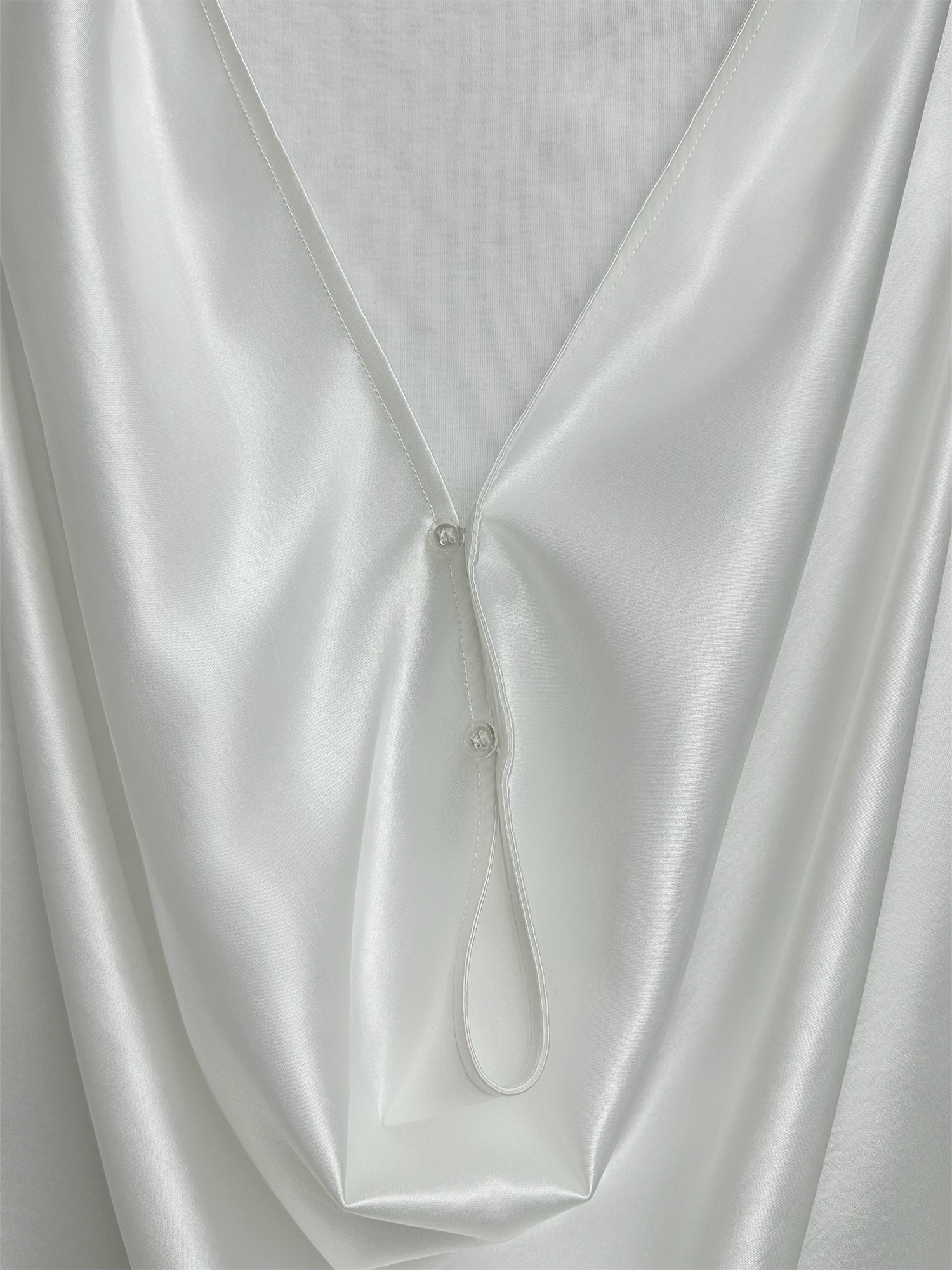 KADAKADA Pearl Sheen Deep V Draped Sleeveless Shirt, premium urban and streetwear designers apparel on PROJECTISR.com, KADAKADA