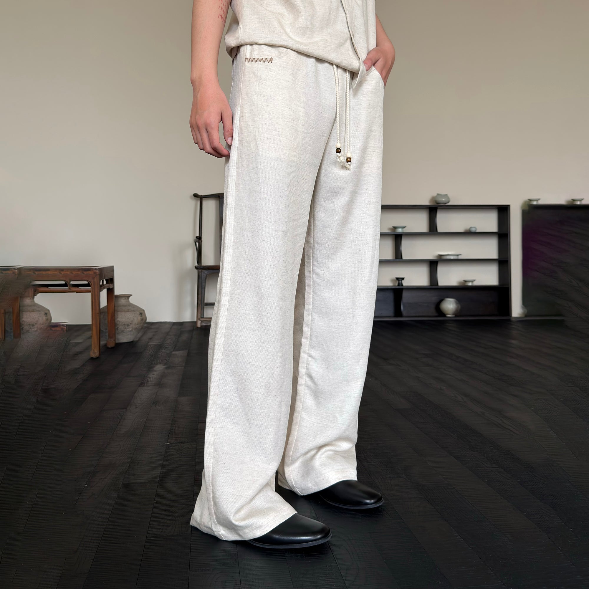 KREATE Stitched Drawstring Straight-Leg Trousers, premium urban and streetwear designers apparel on PROJECTISR.com, KREATE
