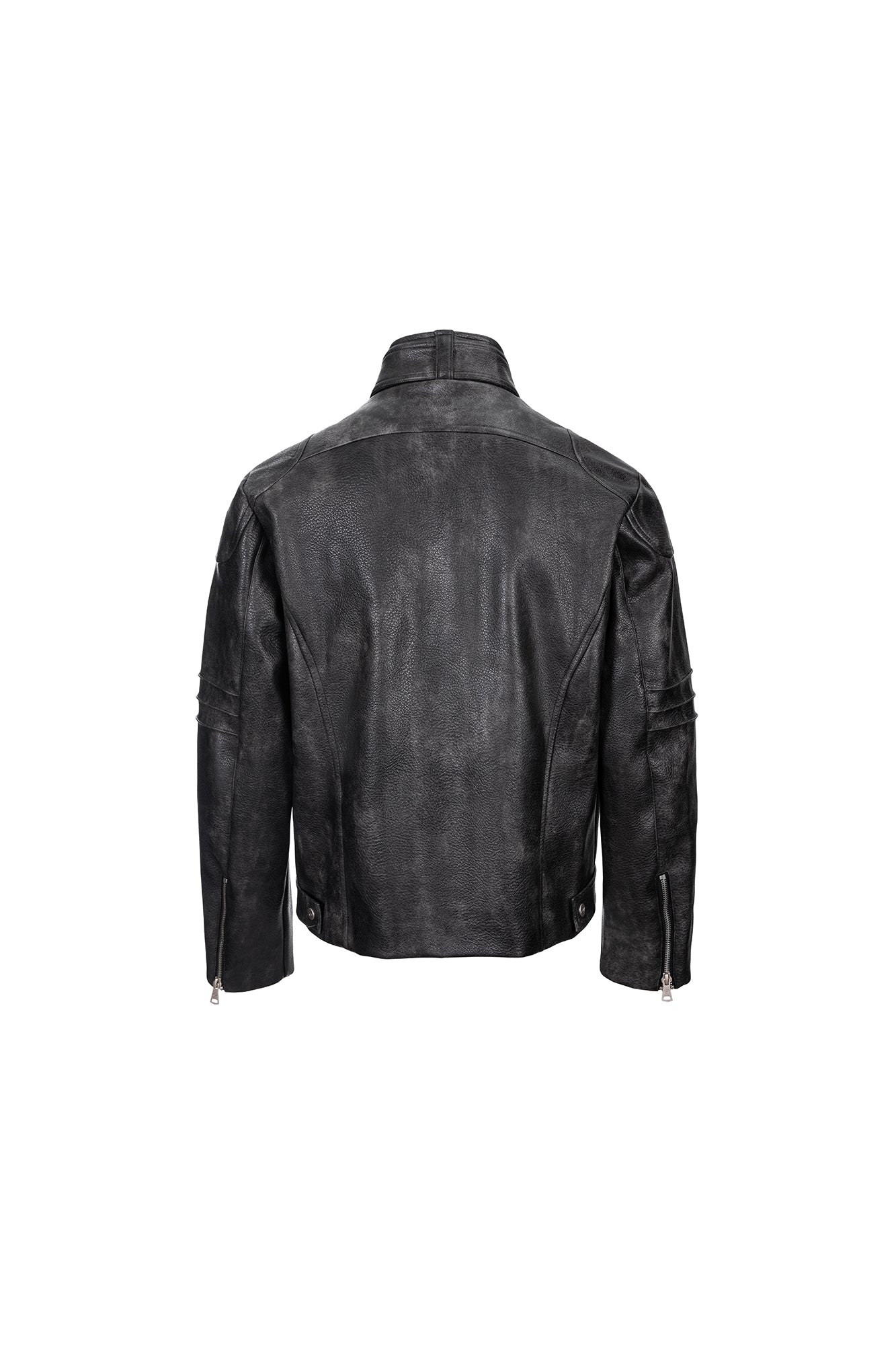 CATSSTAC Pebbled Faux Leather Multi-Zipper Biker Jacket