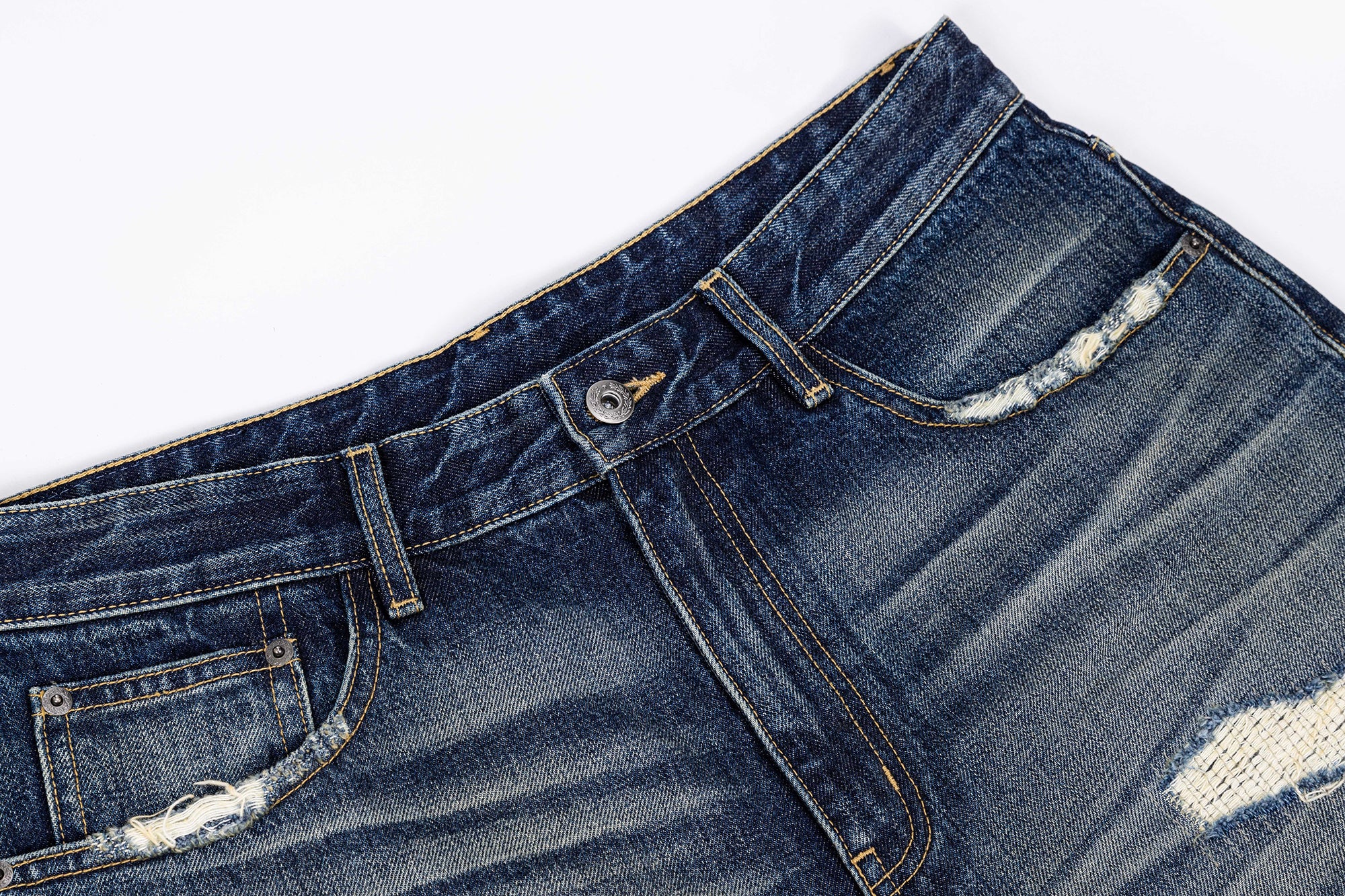 CATSSTAC Distressed Wrinkled Washed Wide-Leg Jeans, premium urban and streetwear designers apparel on PROJECTISR.com, CATSSTAC