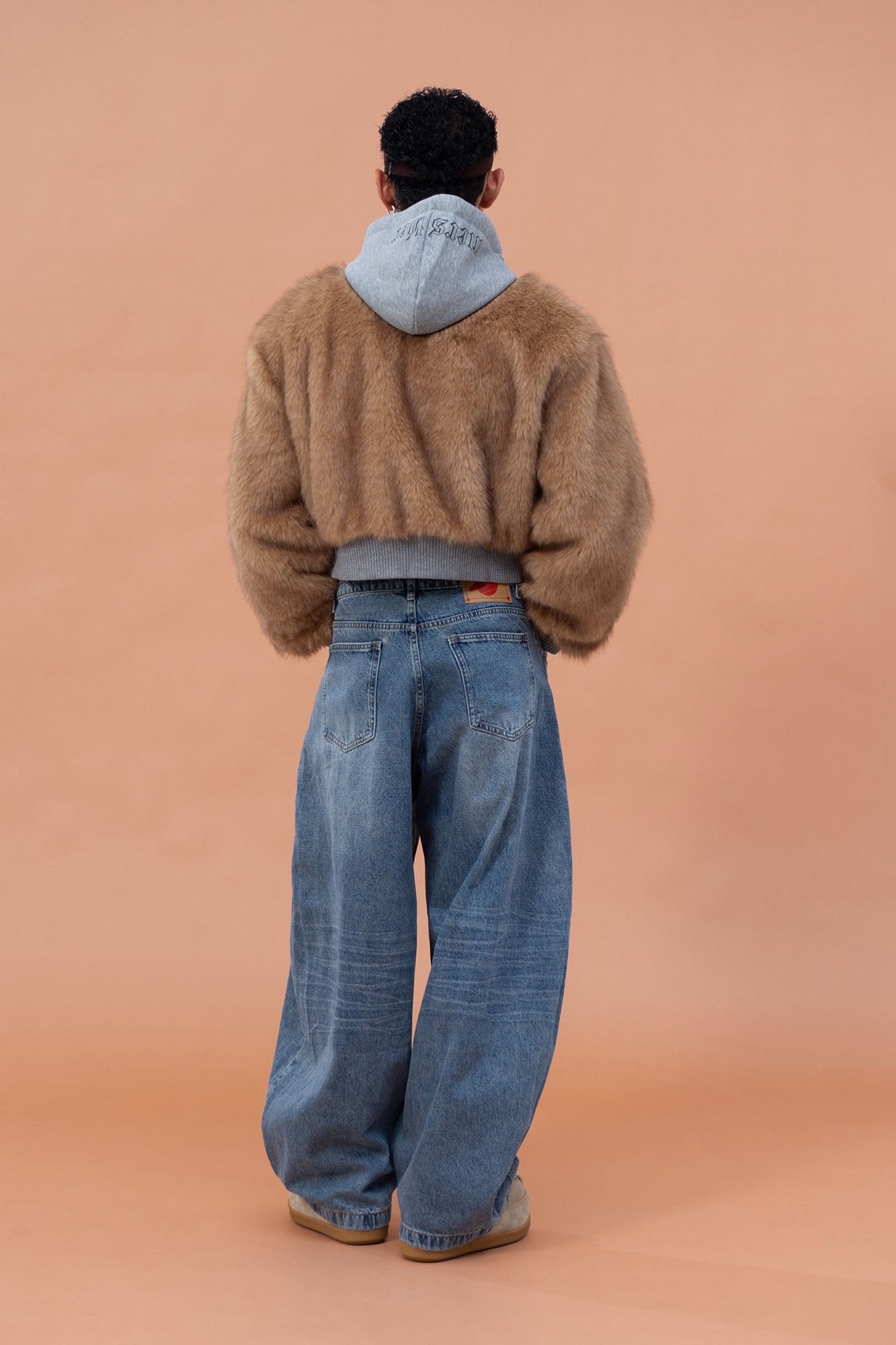 CLP Faux Fur Cropped Hooded Jacket