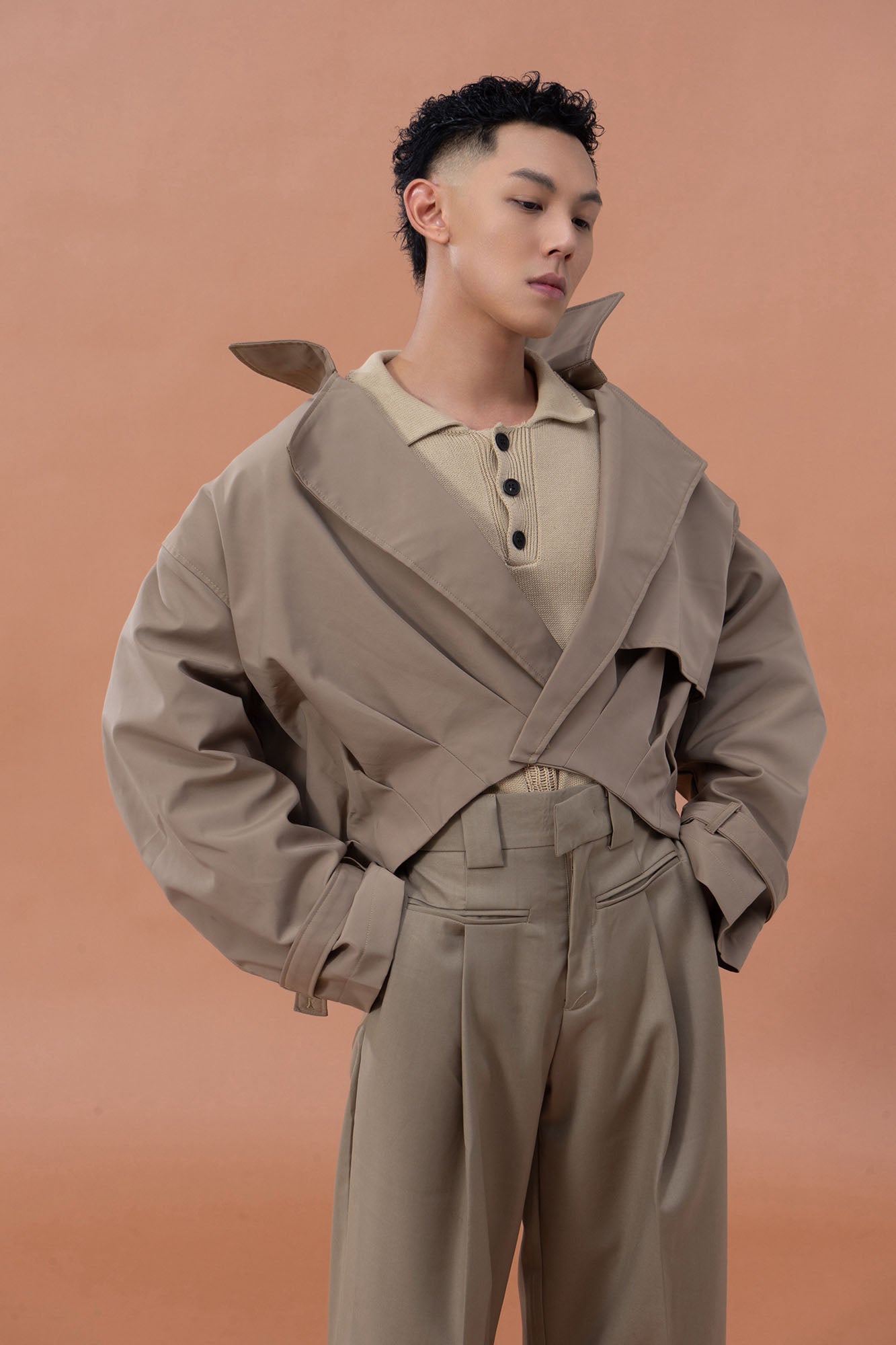 CLP Architectural Cropped Trench Jacket