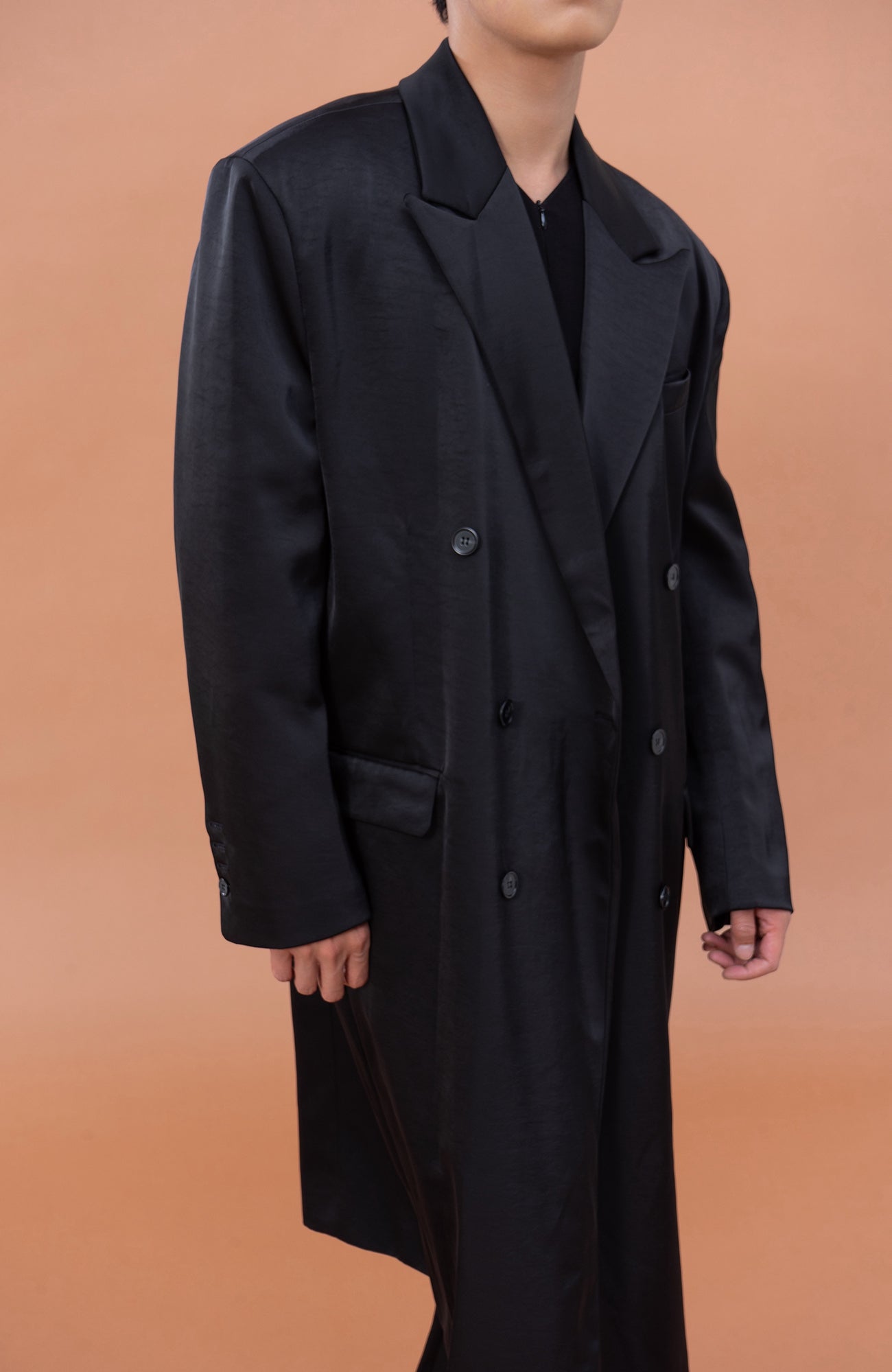 CLP Satin Padded Drape Coat, premium urban and streetwear designers apparel on PROJECTISR.com, CLP