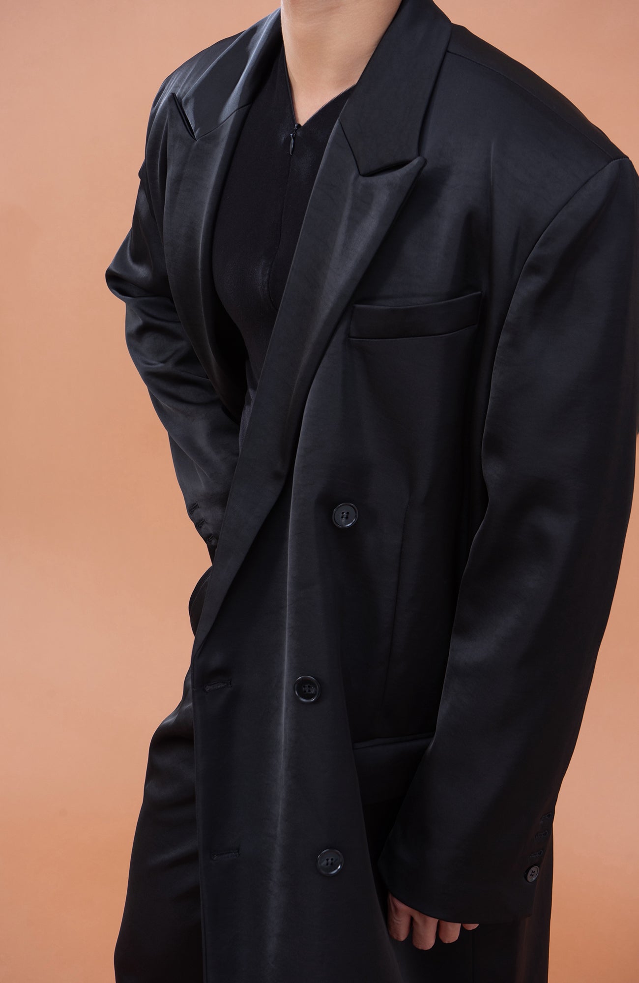 CLP Satin Padded Drape Coat, premium urban and streetwear designers apparel on PROJECTISR.com, CLP