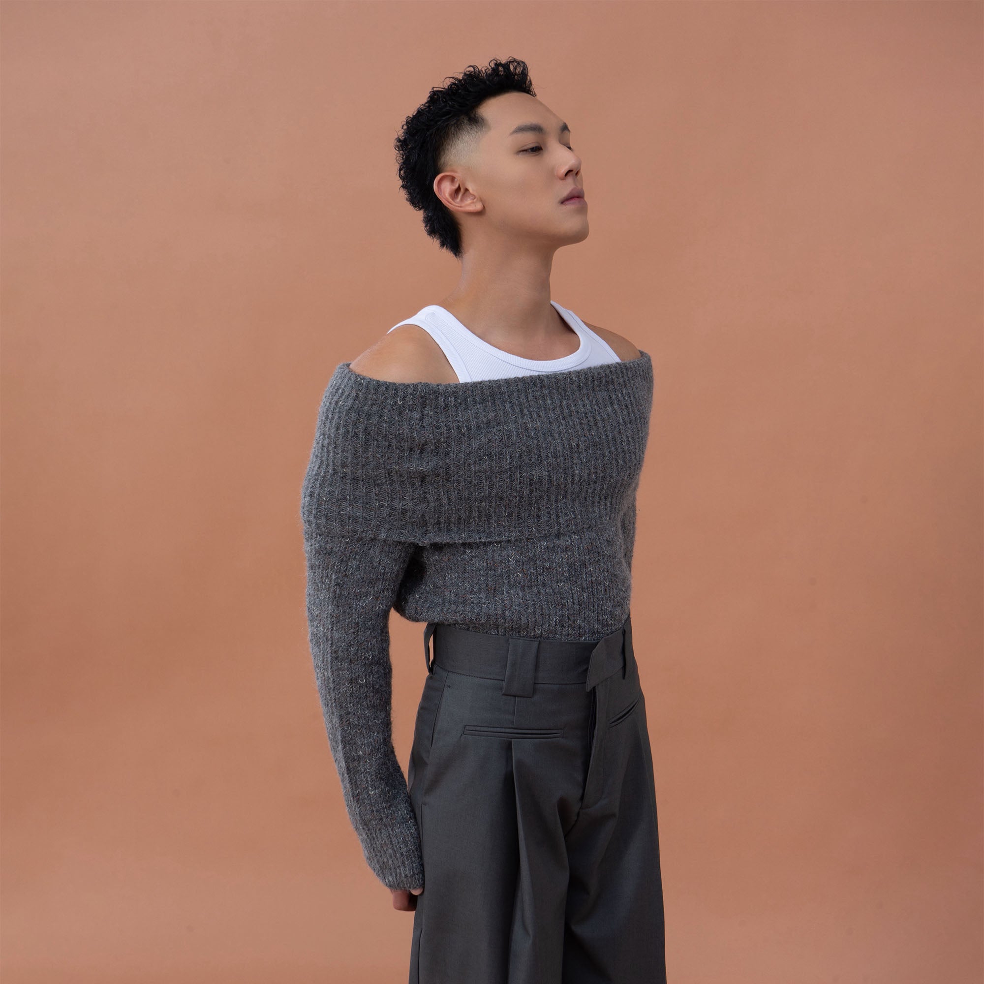 CLP Off-Shoulder Foldover Sweater