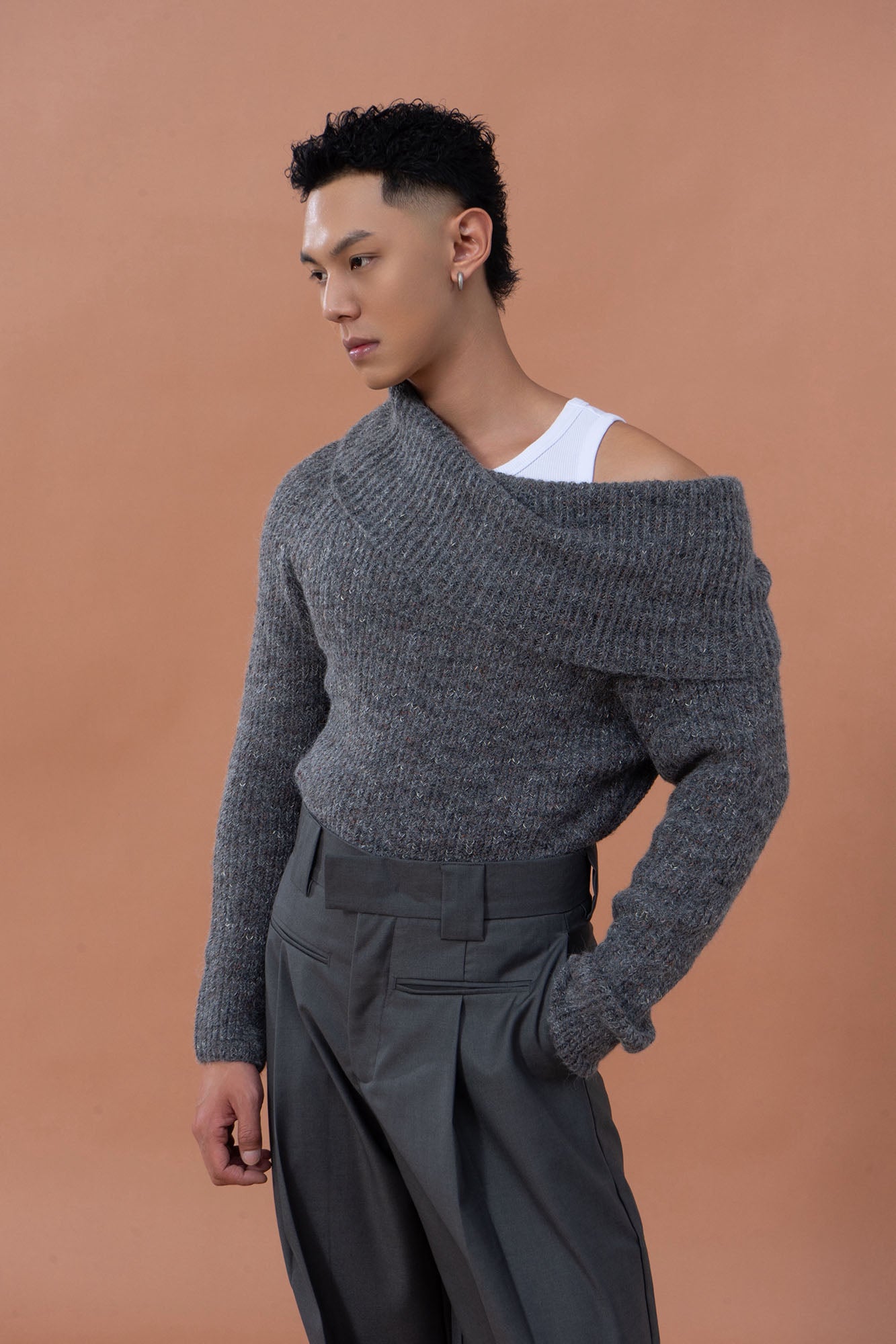 CLP Off-Shoulder Foldover Sweater