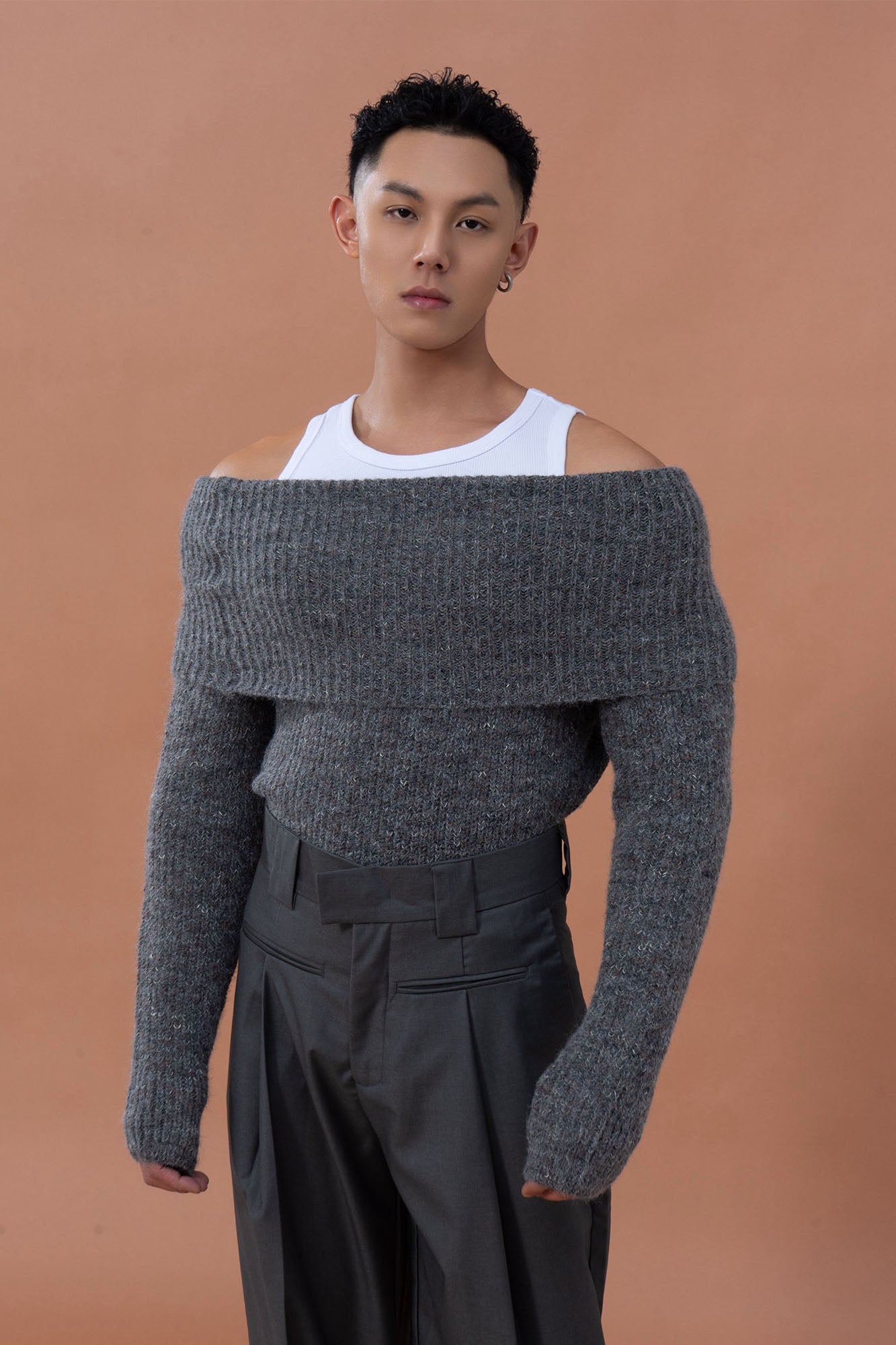 CLP Off-Shoulder Foldover Sweater