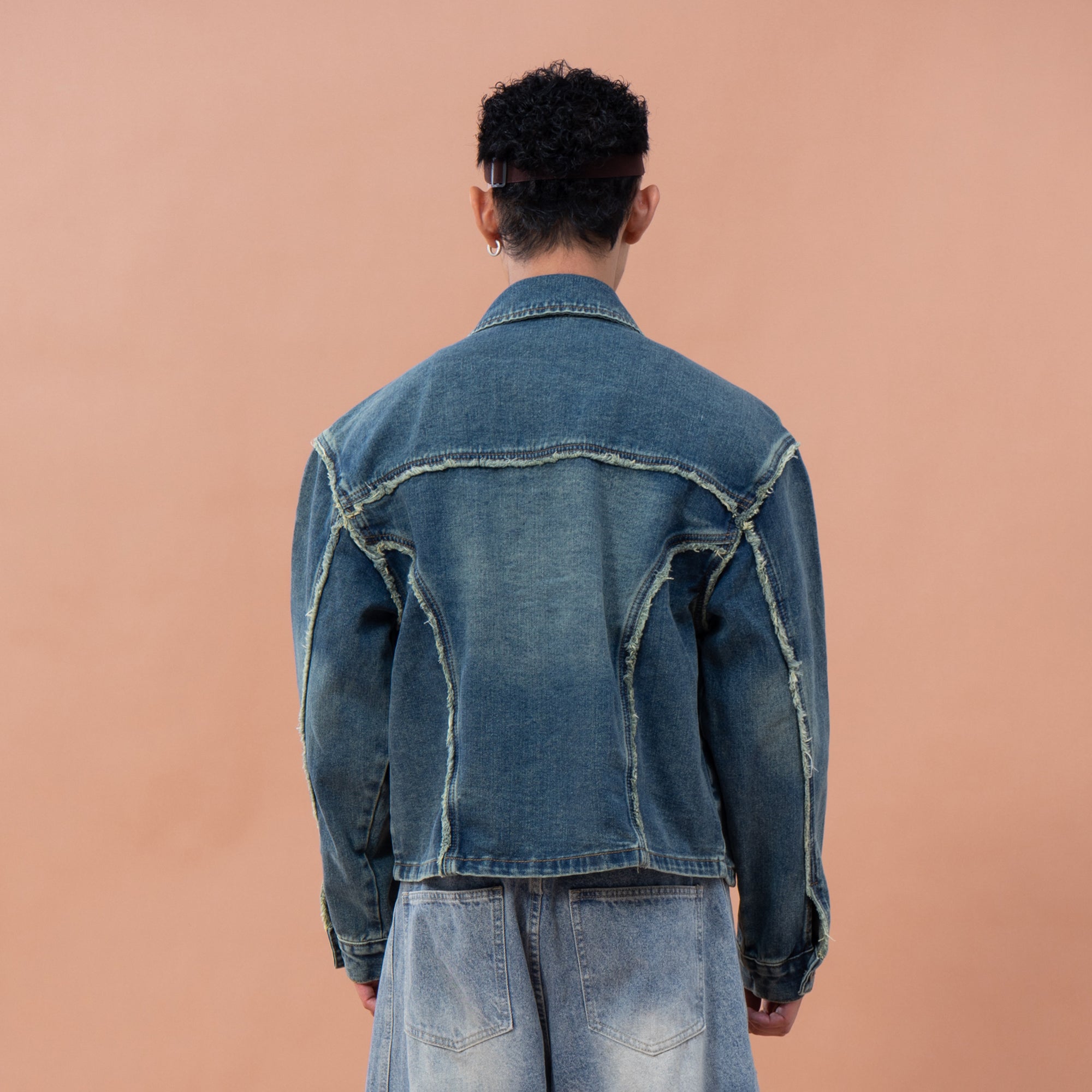 CLP Frayed Paneled Washed Denim Jacket, premium urban and streetwear designers apparel on PROJECTISR.com, CLP