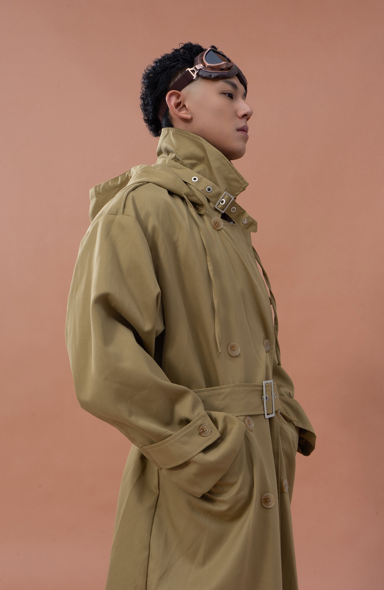CLP Utility Belted Hooded Trench Coat