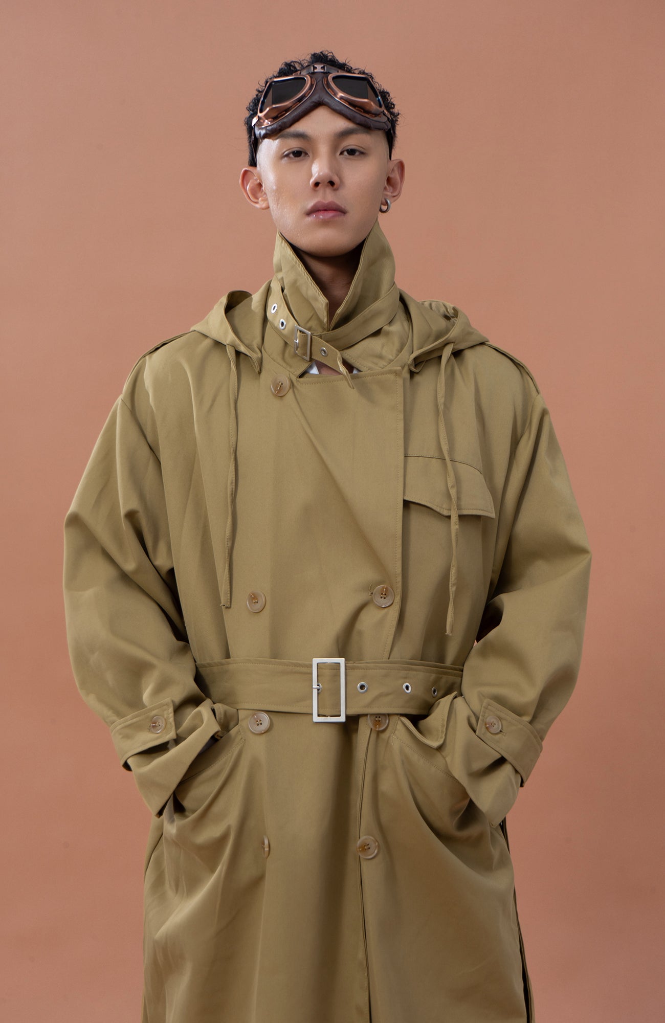 CLP Utility Belted Hooded Trench Coat