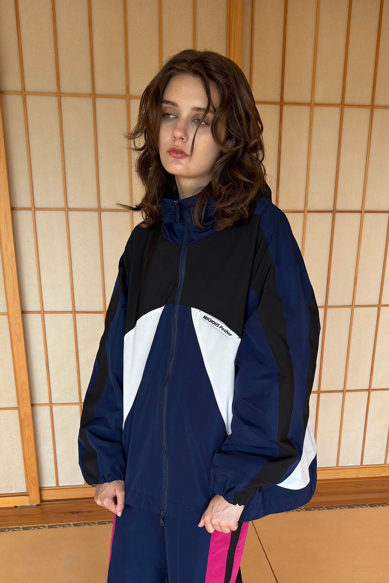 MIICHOUS EVA Tangram Spliced Hooded Windbreaker