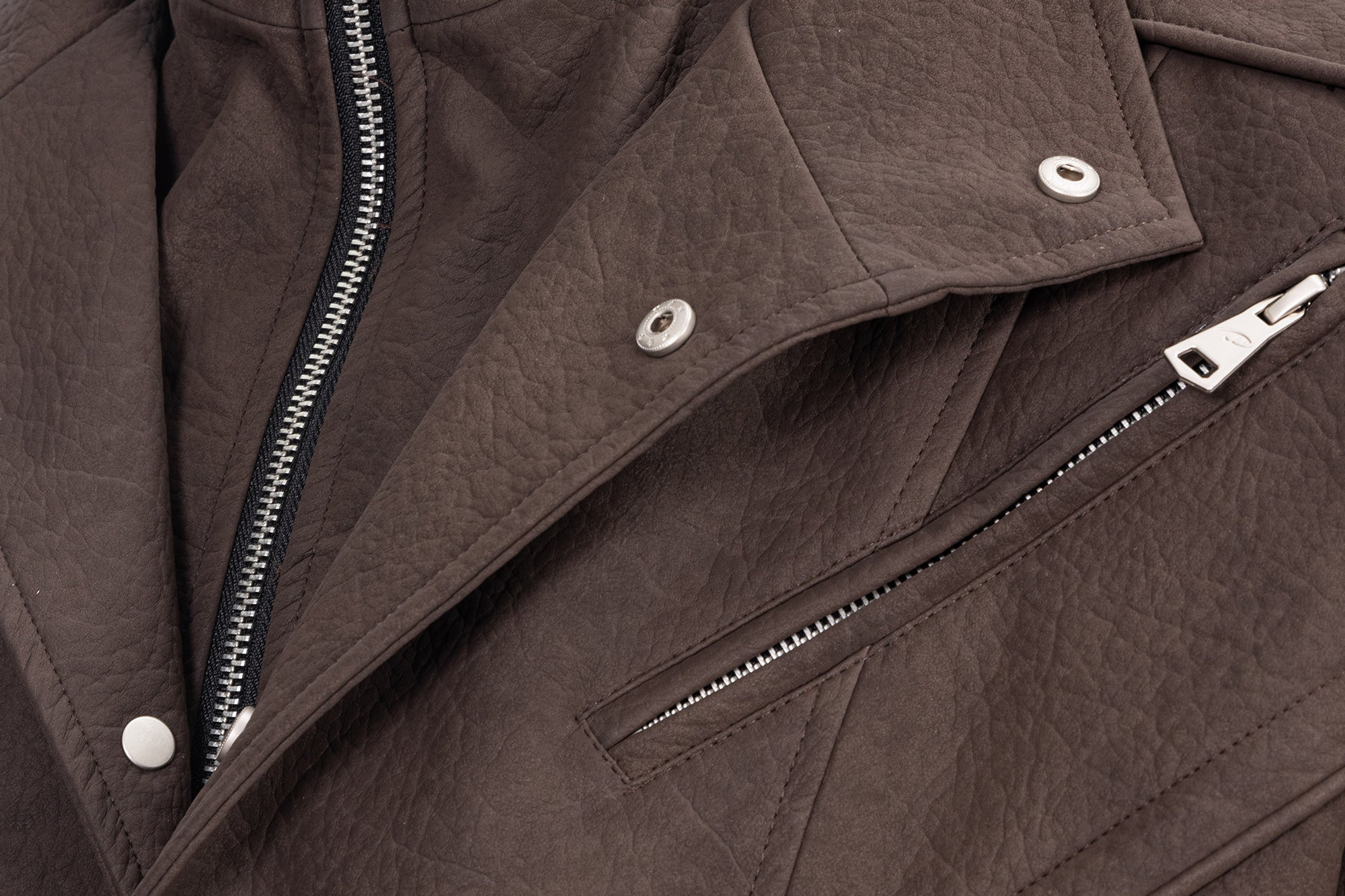 CATSSTAC Layered Placket Structured Paneled PU Jacket