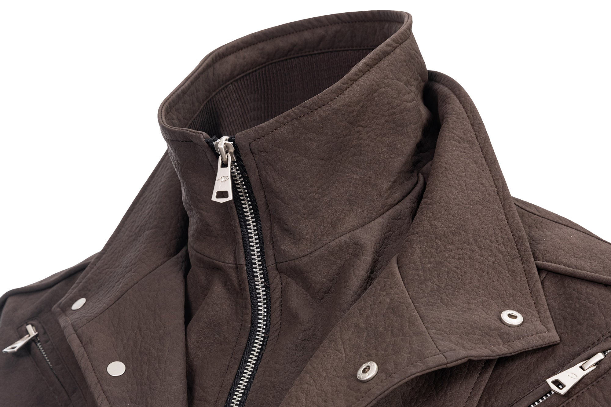CATSSTAC Layered Placket Structured Paneled PU Jacket