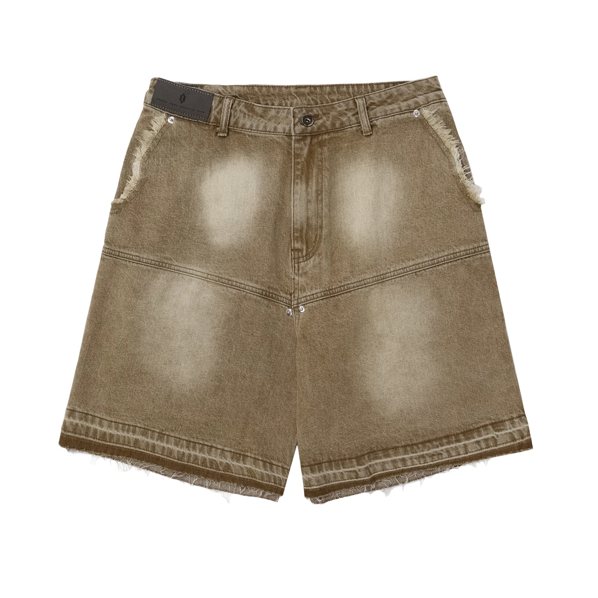 OVDY Retro Faded Spliced Raw Edge Shorts