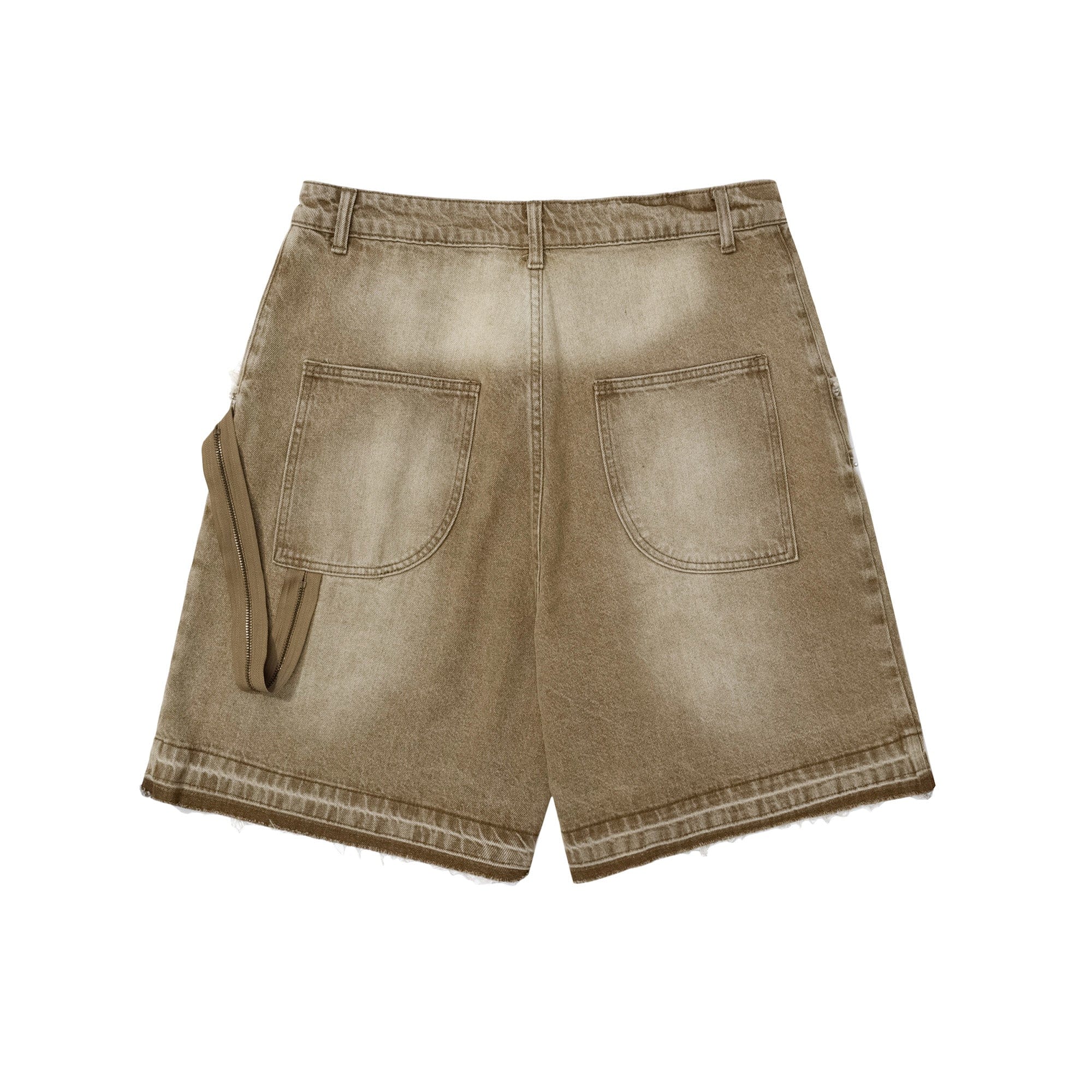 OVDY Retro Faded Spliced Raw Edge Shorts