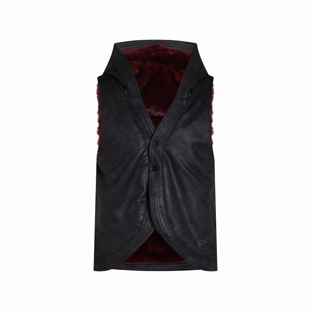DND4DES Reversible Faux Fur Spliced Hooded Vest, premium urban and streetwear designers apparel on PROJECTISR.com, DND4DES