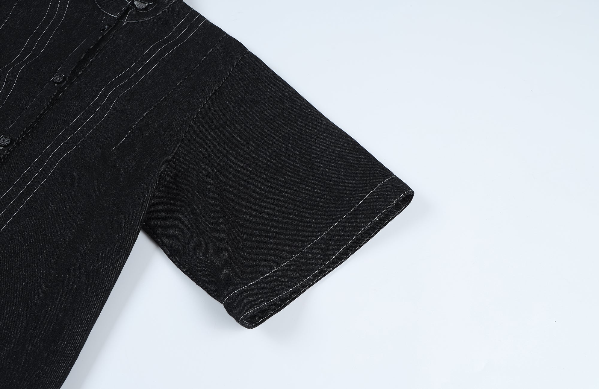 2000RSK Frayed Denim Short-Sleeve Button-Down Shirt