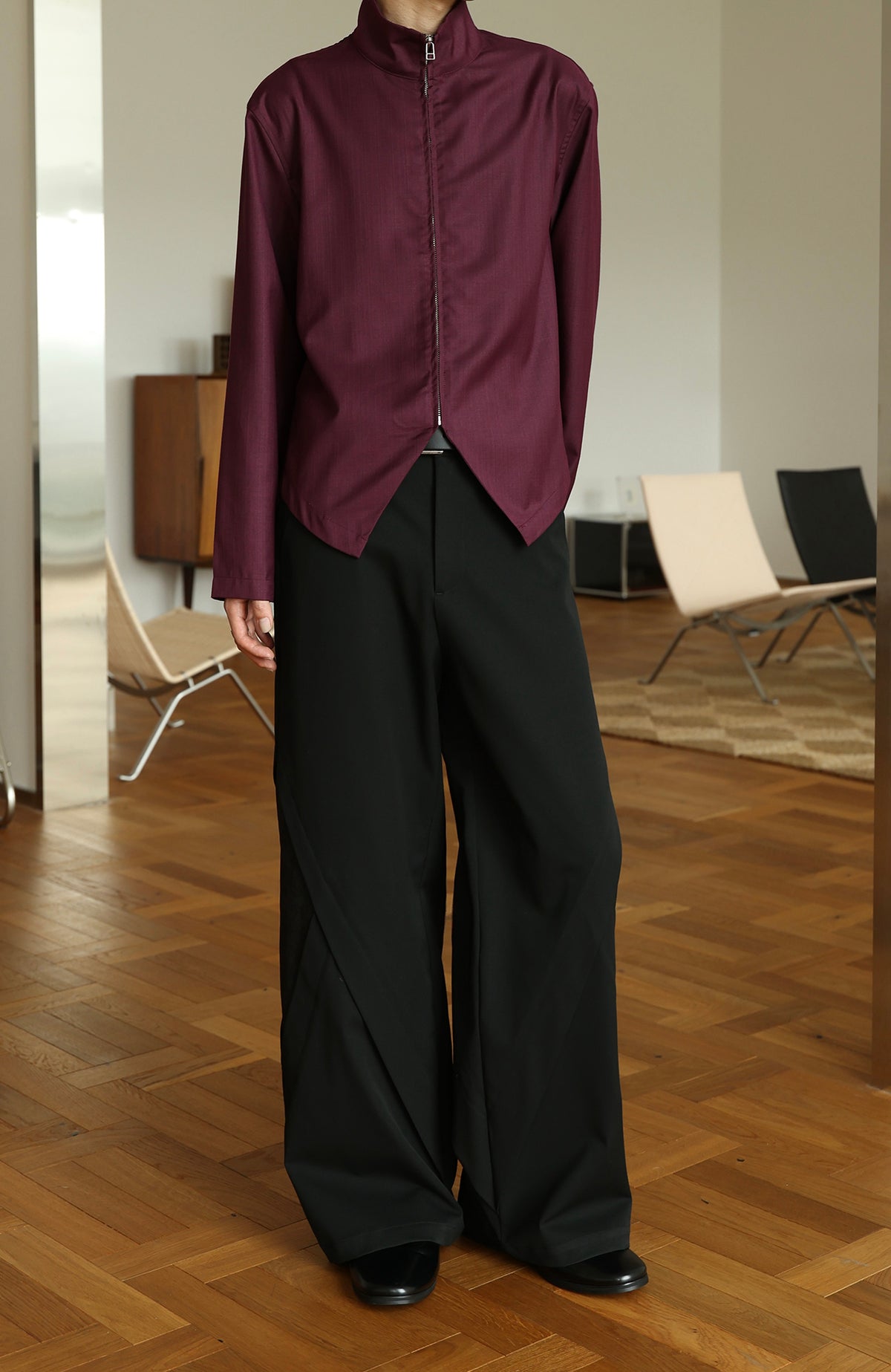 OKAYTHXBYE Deconstructed Spliced Wide-Leg Trousers