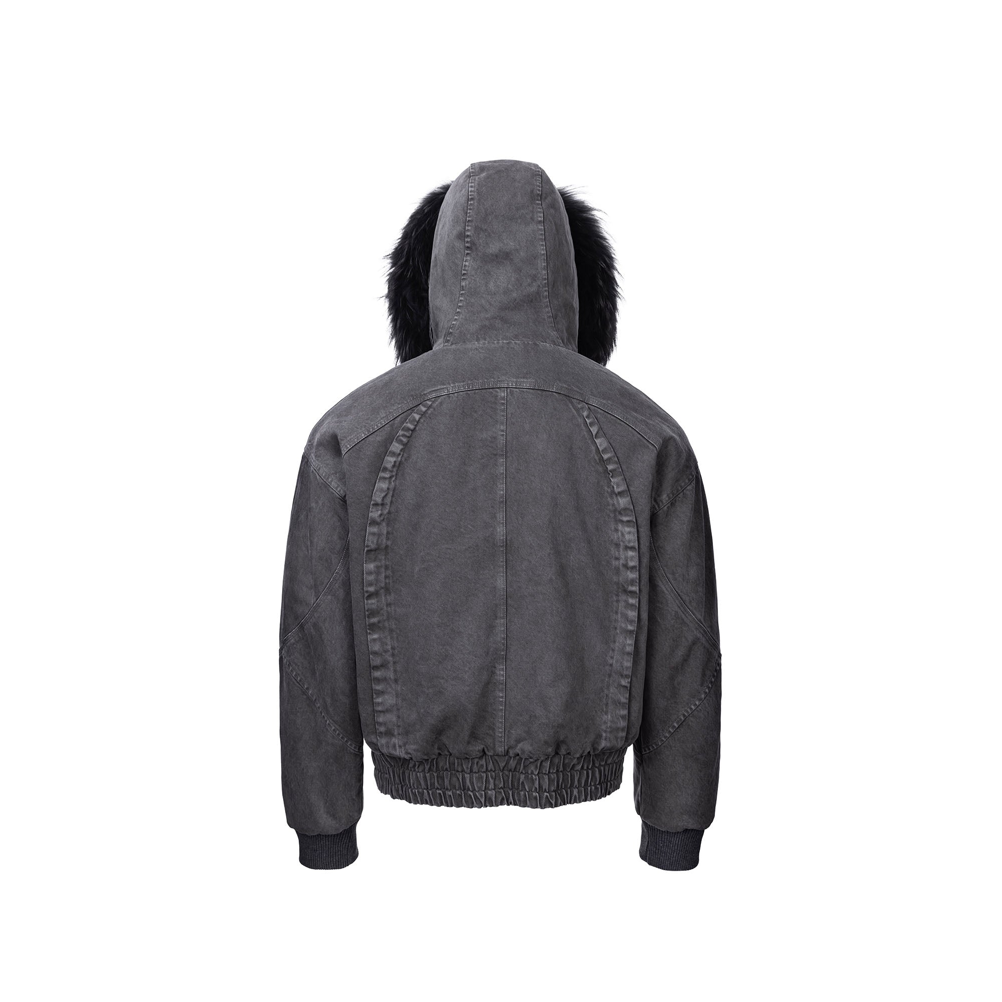 CATSSTAC Detachable Faux Fur Trim Panel Bomber Jacket