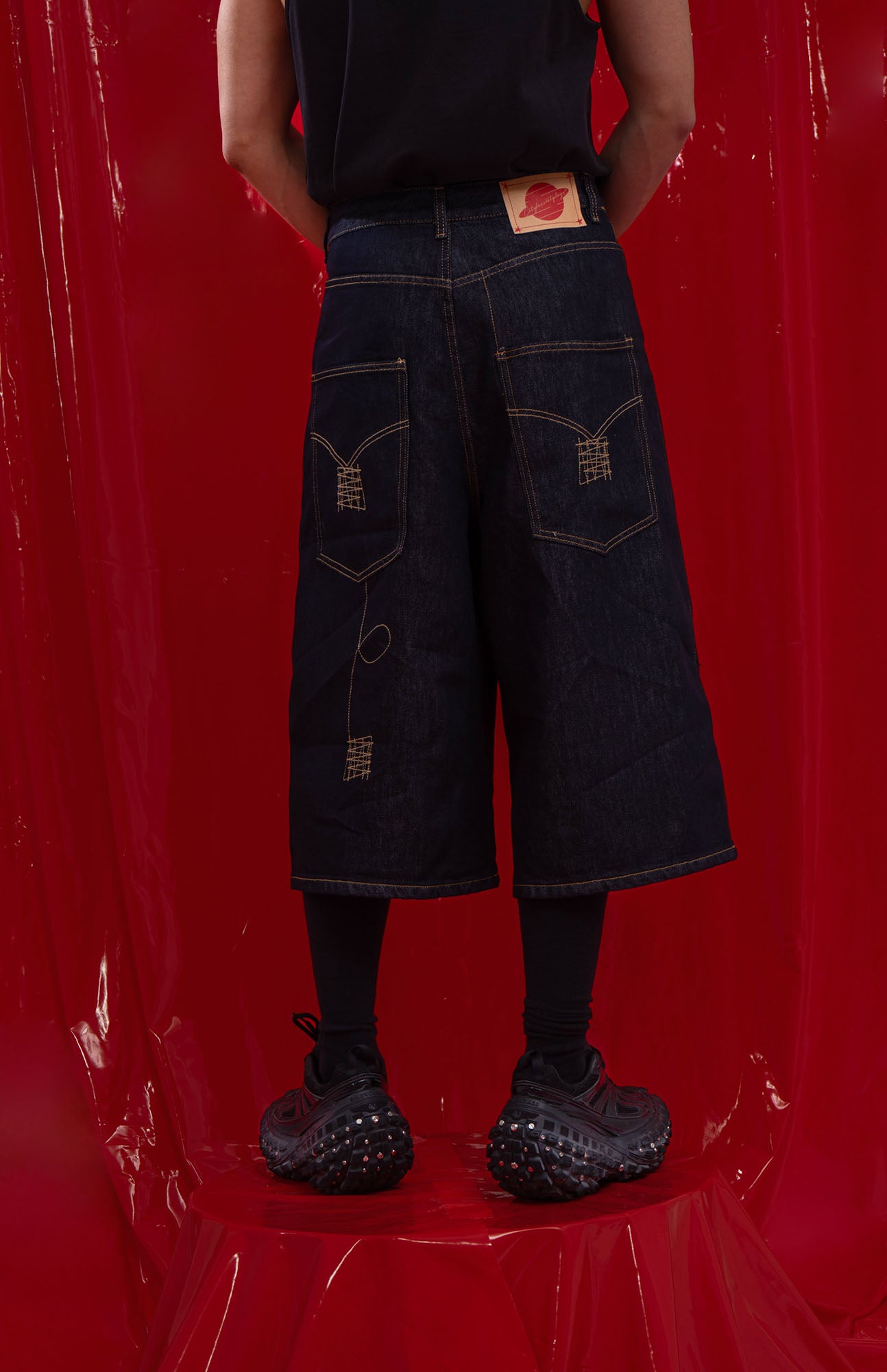 CLP Retro Contrast Stitch Straight-Leg Jorts, premium urban and streetwear designers apparel on PROJECTISR.com, CLP