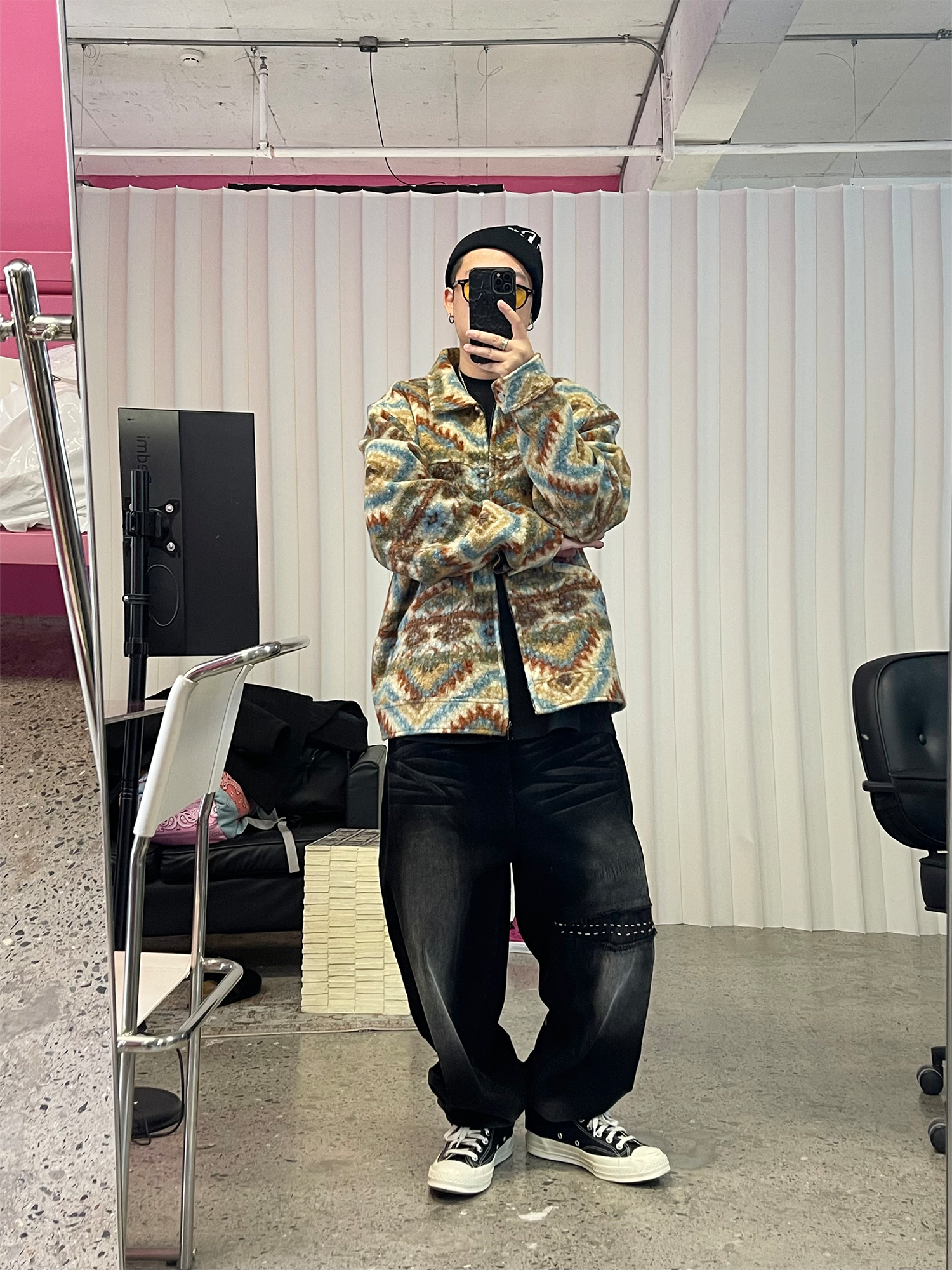 ME DA IGUAL Retro Tribal Jacquard Fleece Jacket