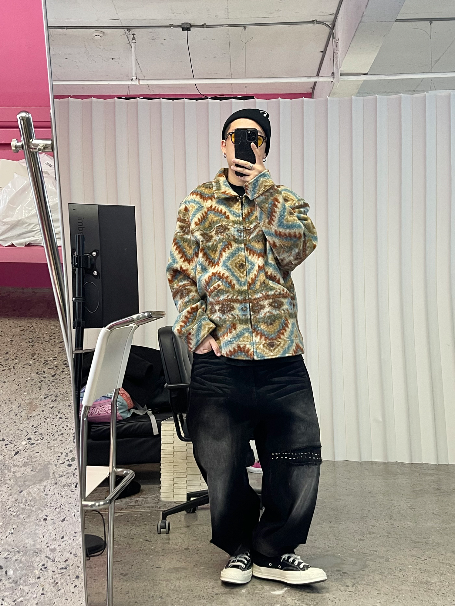 ME DA IGUAL Retro Tribal Jacquard Fleece Jacket