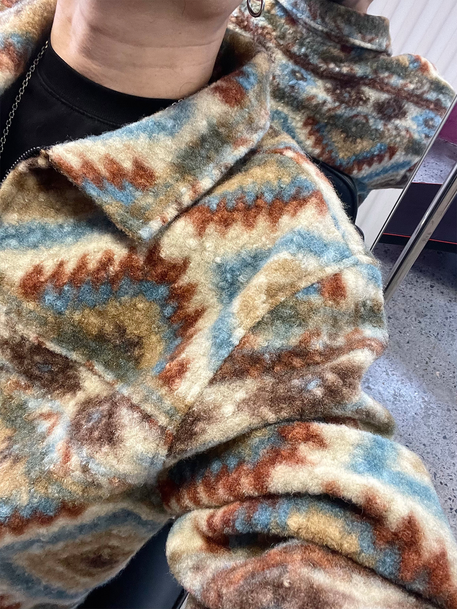 ME DA IGUAL Retro Tribal Jacquard Fleece Jacket