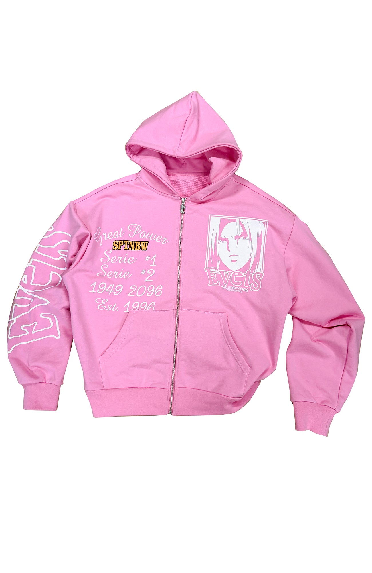EVETS Anime Graphic Zip-Up Hoodie, premium urban and streetwear designers apparel on PROJECTISR.com, EVETS