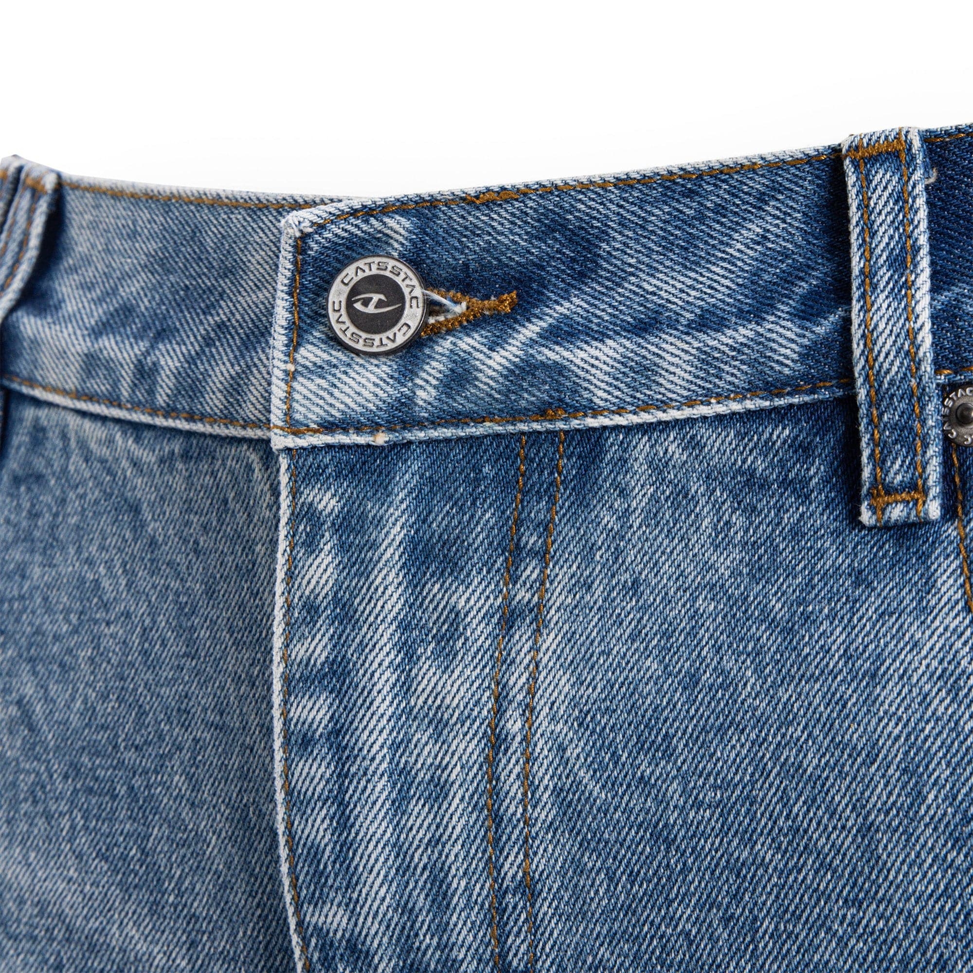 CATSSTAC Frost-Washed Distressed Straight-Leg Jeans, premium urban and streetwear designers apparel on PROJECTISR.com, CATSSTAC