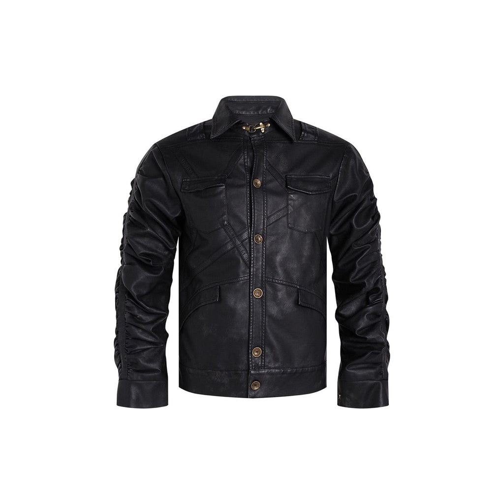 DND4DES Faux Leather Wrinkled Jacket, premium urban and streetwear designers apparel on PROJECTISR.com, DND4DES
