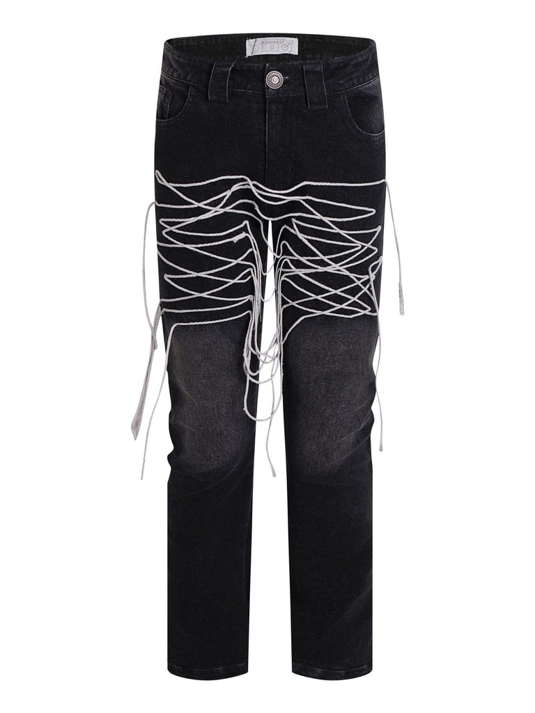 DND4DES Shoelace Washed Jeans, premium urban and streetwear designers apparel on PROJECTISR.com, DND4DES