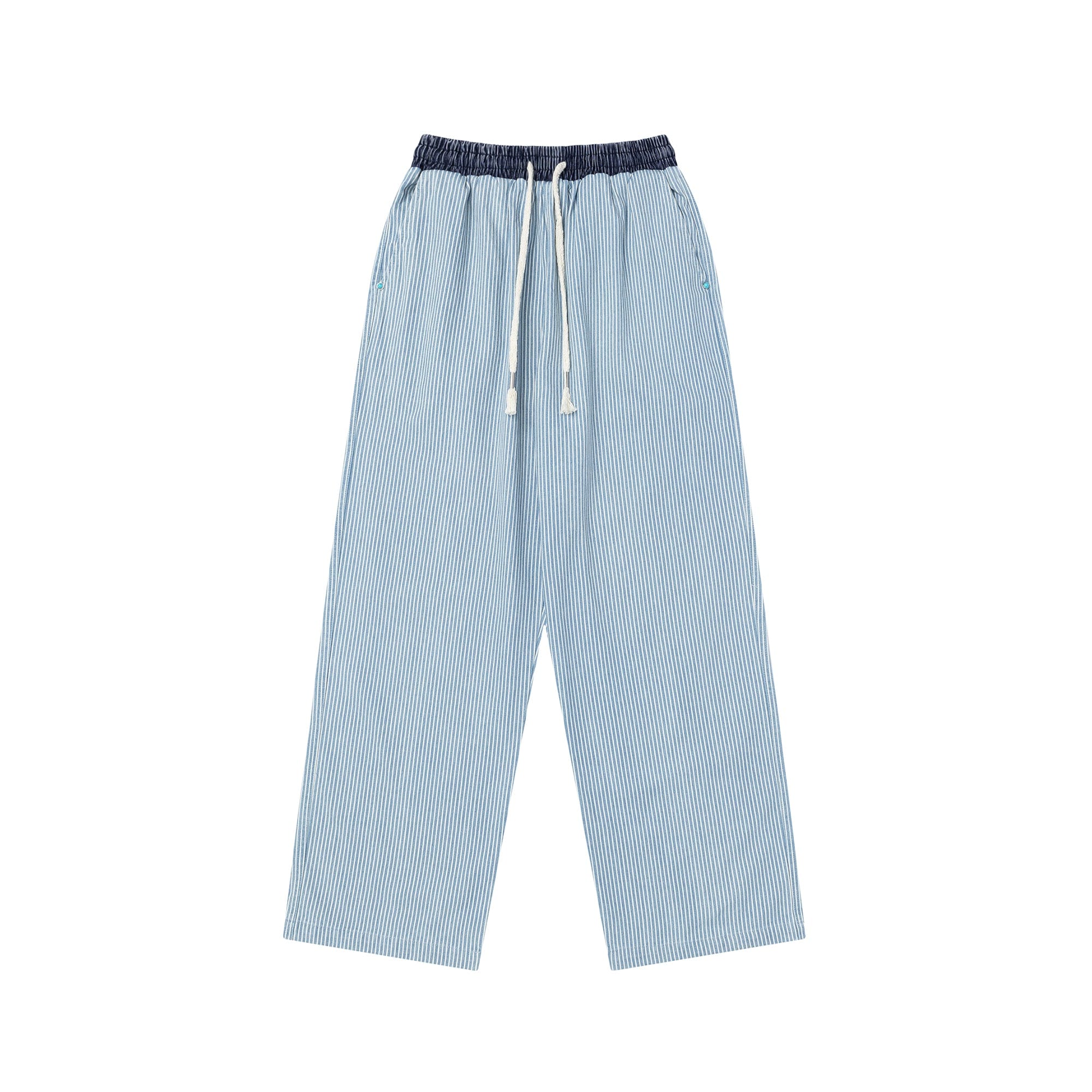 OVDY Striped Turquoise Rivet Straight-Leg Pants, premium urban and streetwear designers apparel on PROJECTISR.com, OVDY