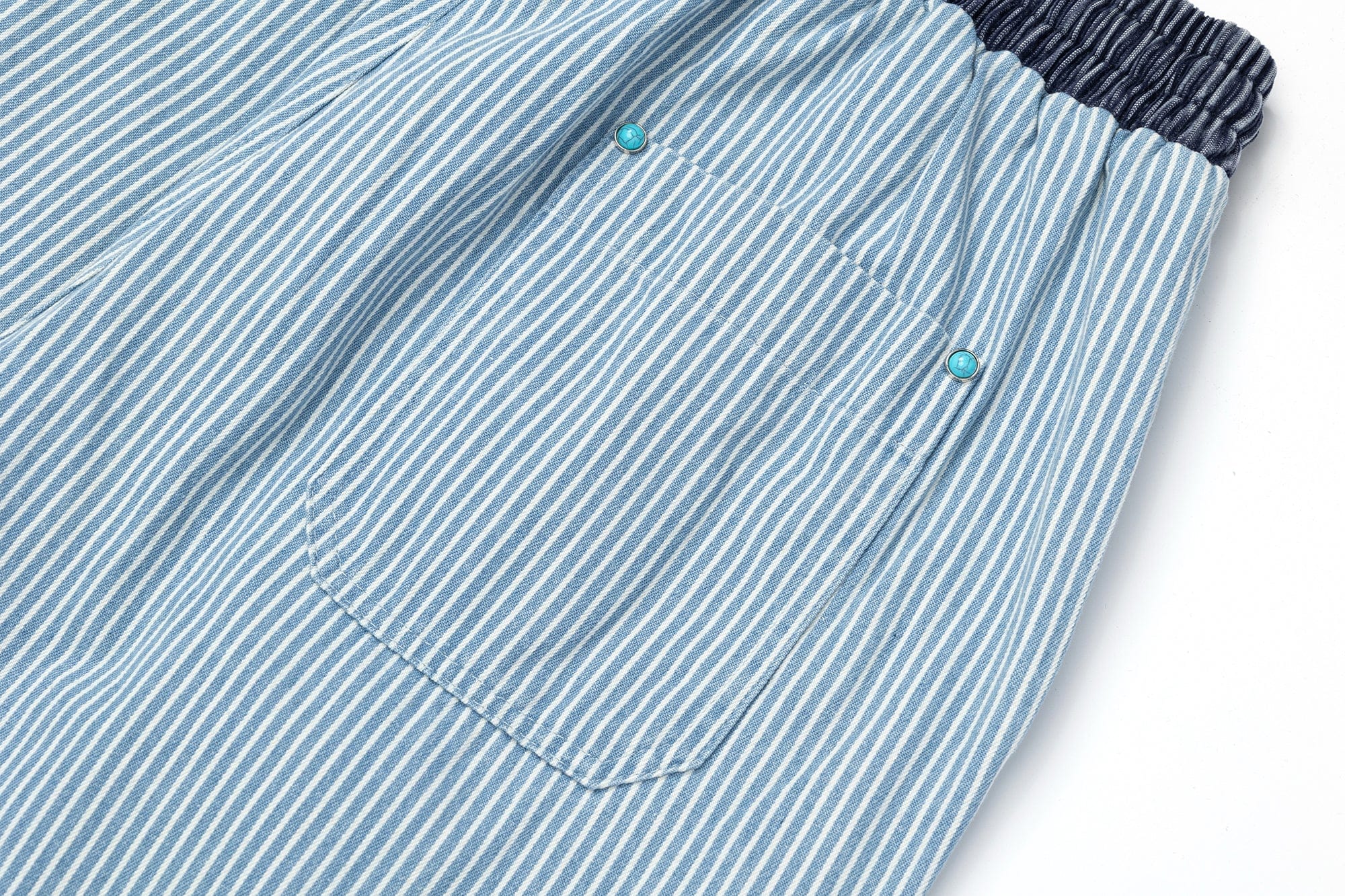 OVDY Striped Turquoise Rivet Straight-Leg Pants, premium urban and streetwear designers apparel on PROJECTISR.com, OVDY