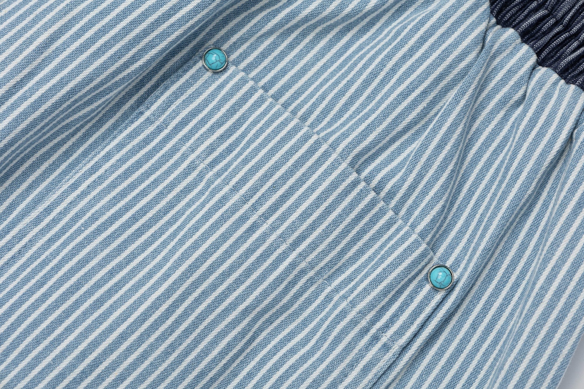 OVDY Striped Turquoise Rivet Straight-Leg Pants, premium urban and streetwear designers apparel on PROJECTISR.com, OVDY