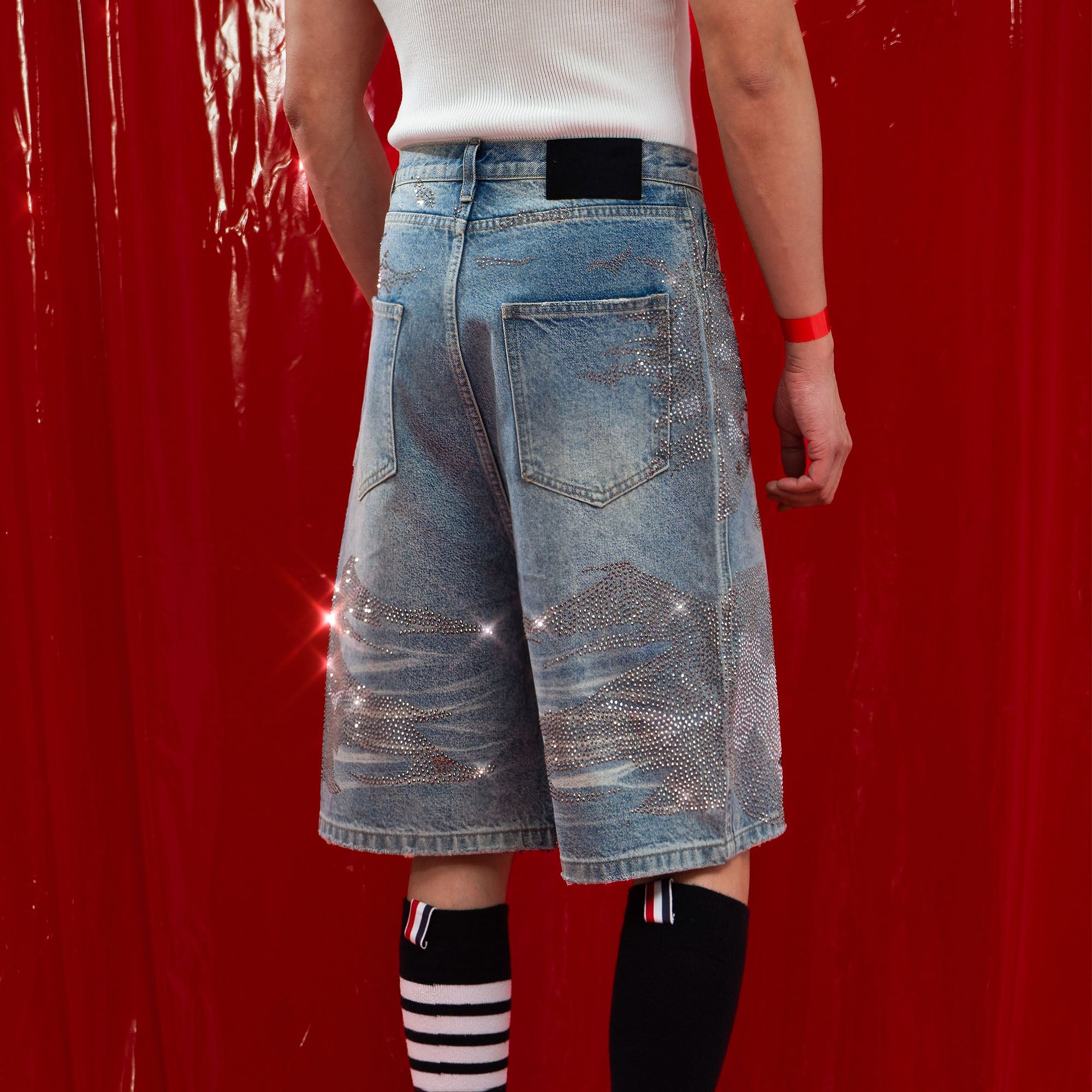 CLP Diamond Distressed Straight-Leg Jorts, premium urban and streetwear designers apparel on PROJECTISR.com, CLP