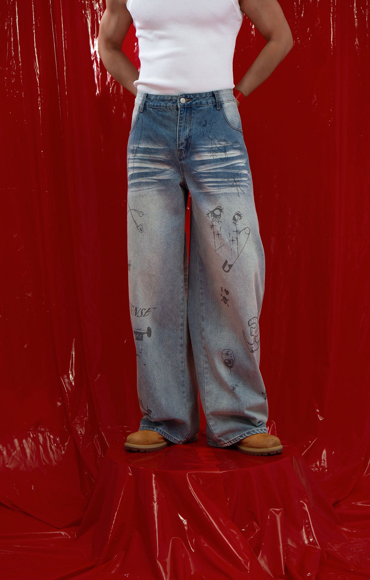 CLP Washed Graffiti Jeans, premium urban and streetwear designers apparel on PROJECTISR.com, CLP