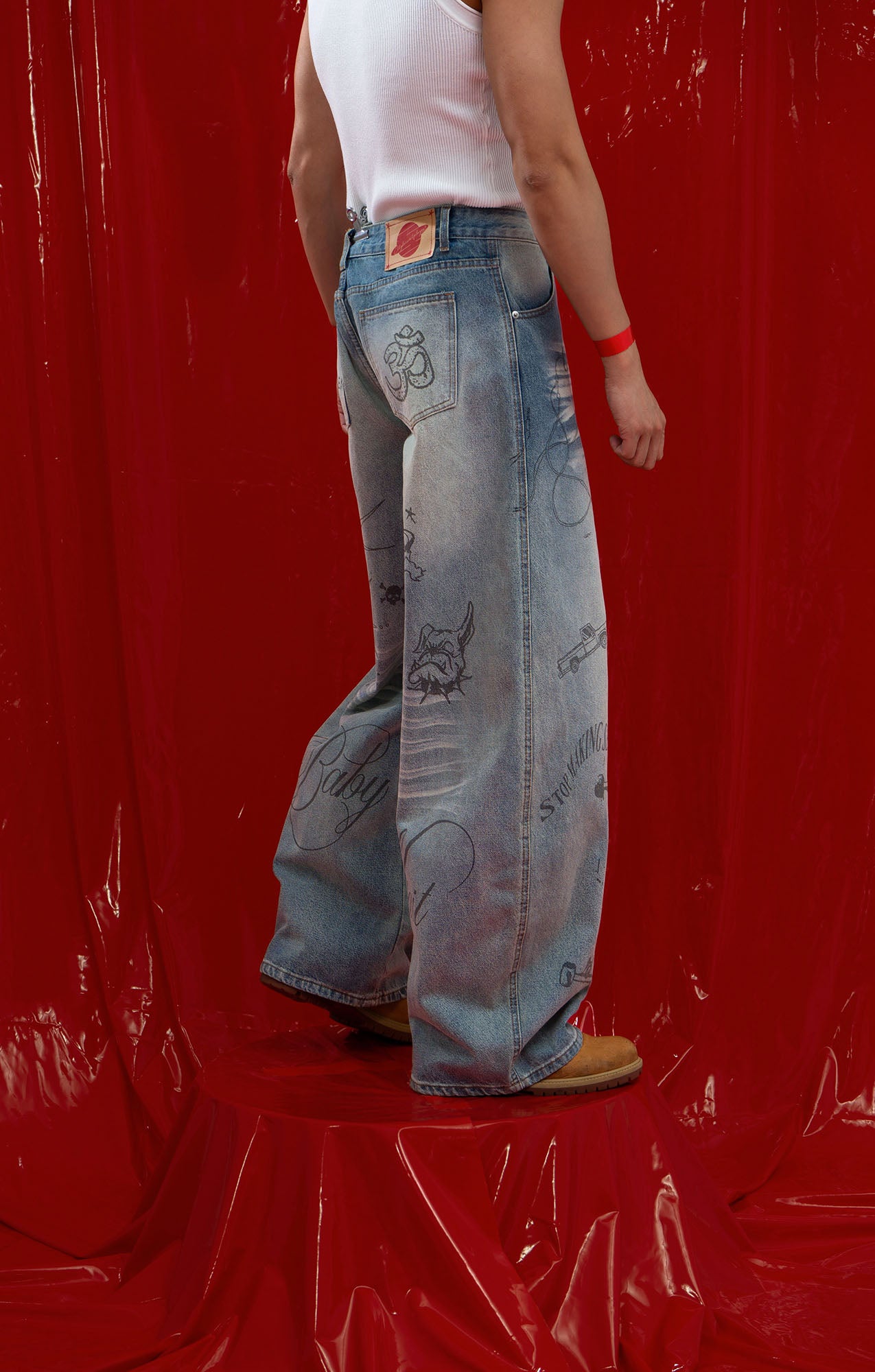 CLP Washed Graffiti Jeans, premium urban and streetwear designers apparel on PROJECTISR.com, CLP