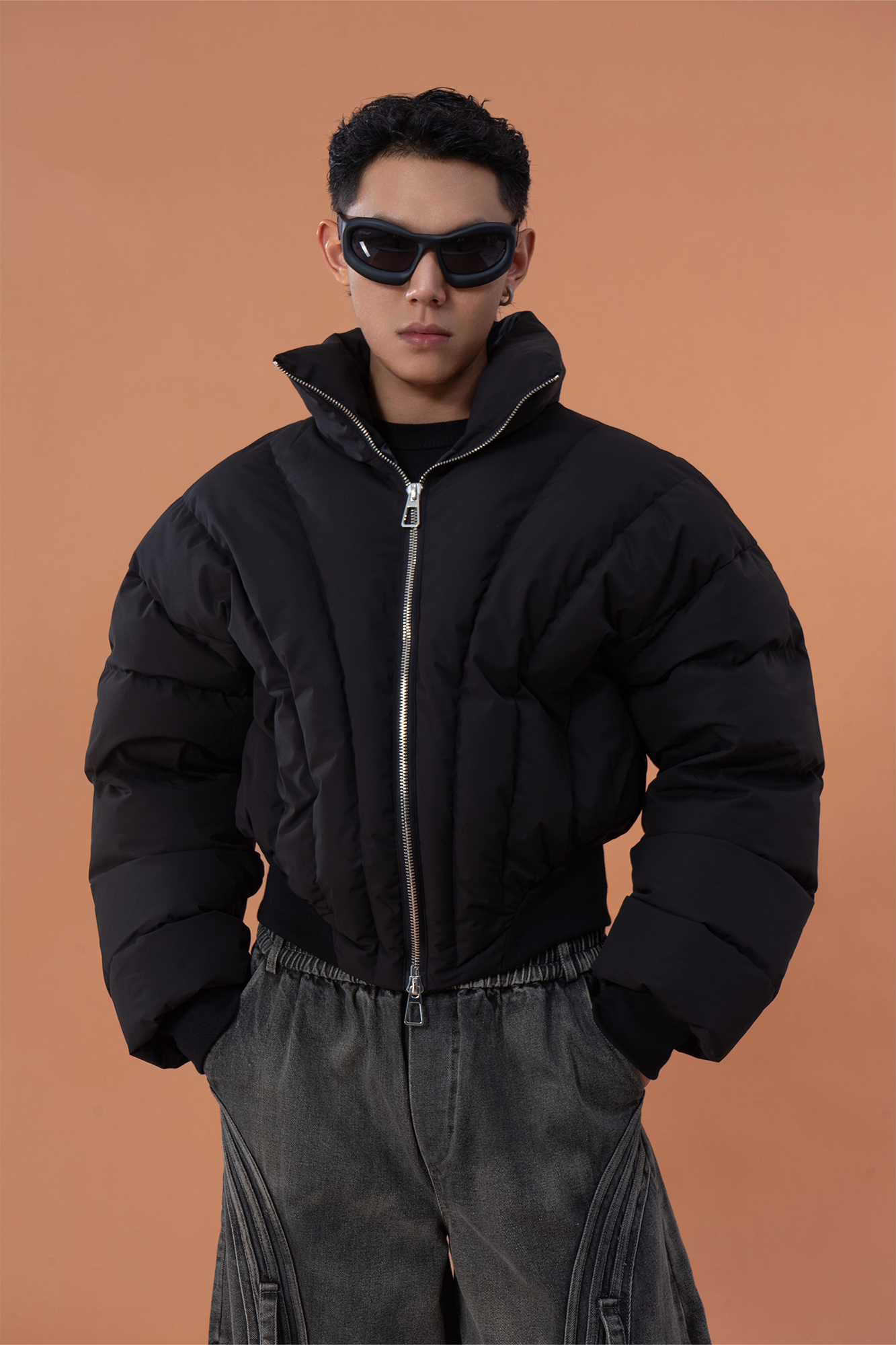 CLP V-Stitch Cropped Bubble Puffer Jacket
