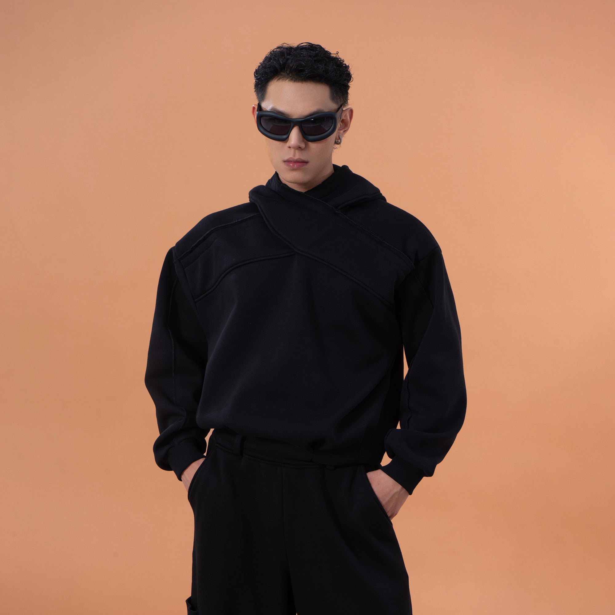 CLP Cross-Wrap Neck Oversized Sweatshirt